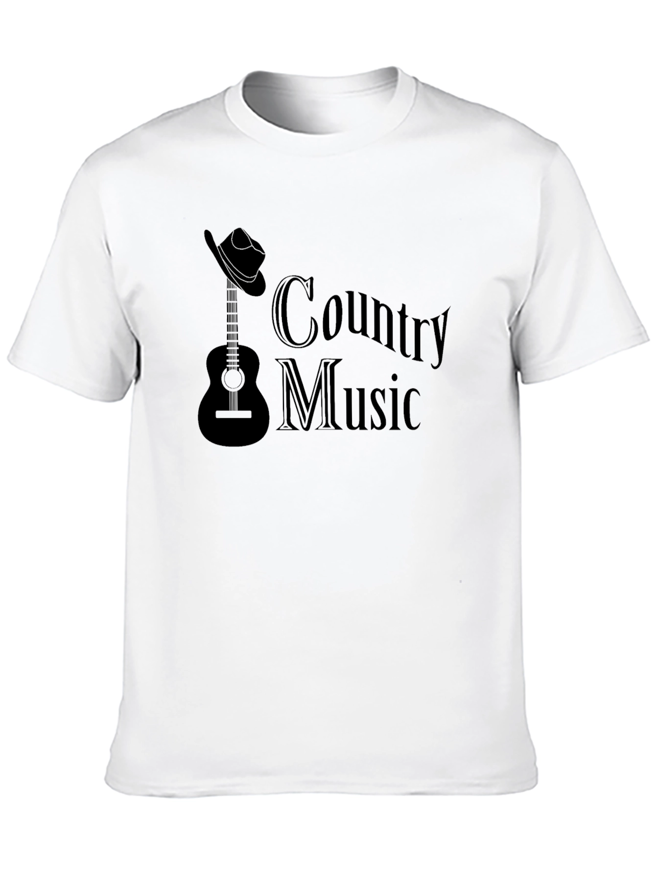 Black Country Music T-Shirt - Guitar and Cowboy Hat Design view 10