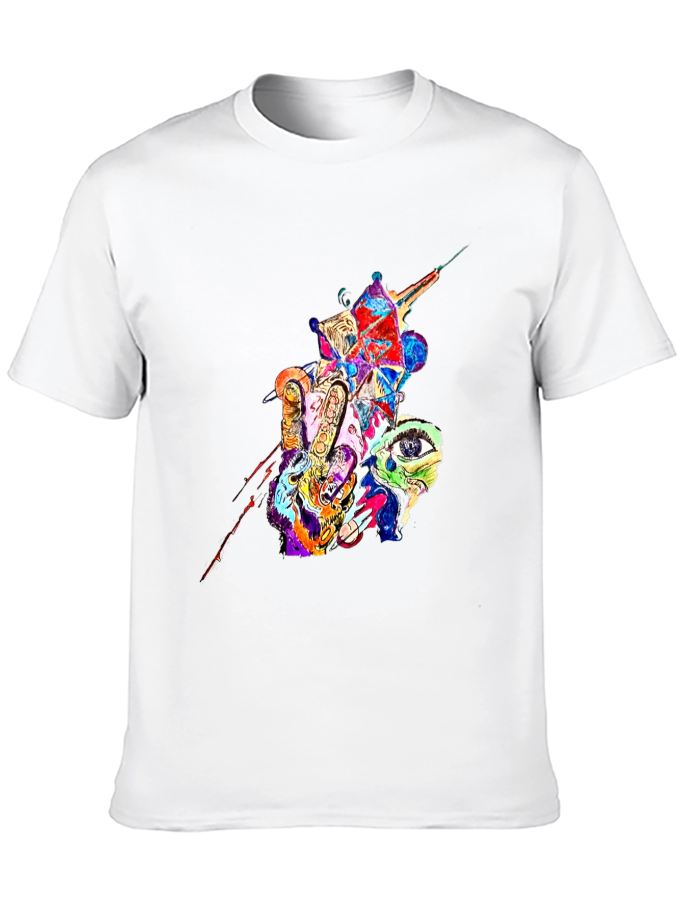 Black Abstract Art Graphic Print Black T-Shirt view 10