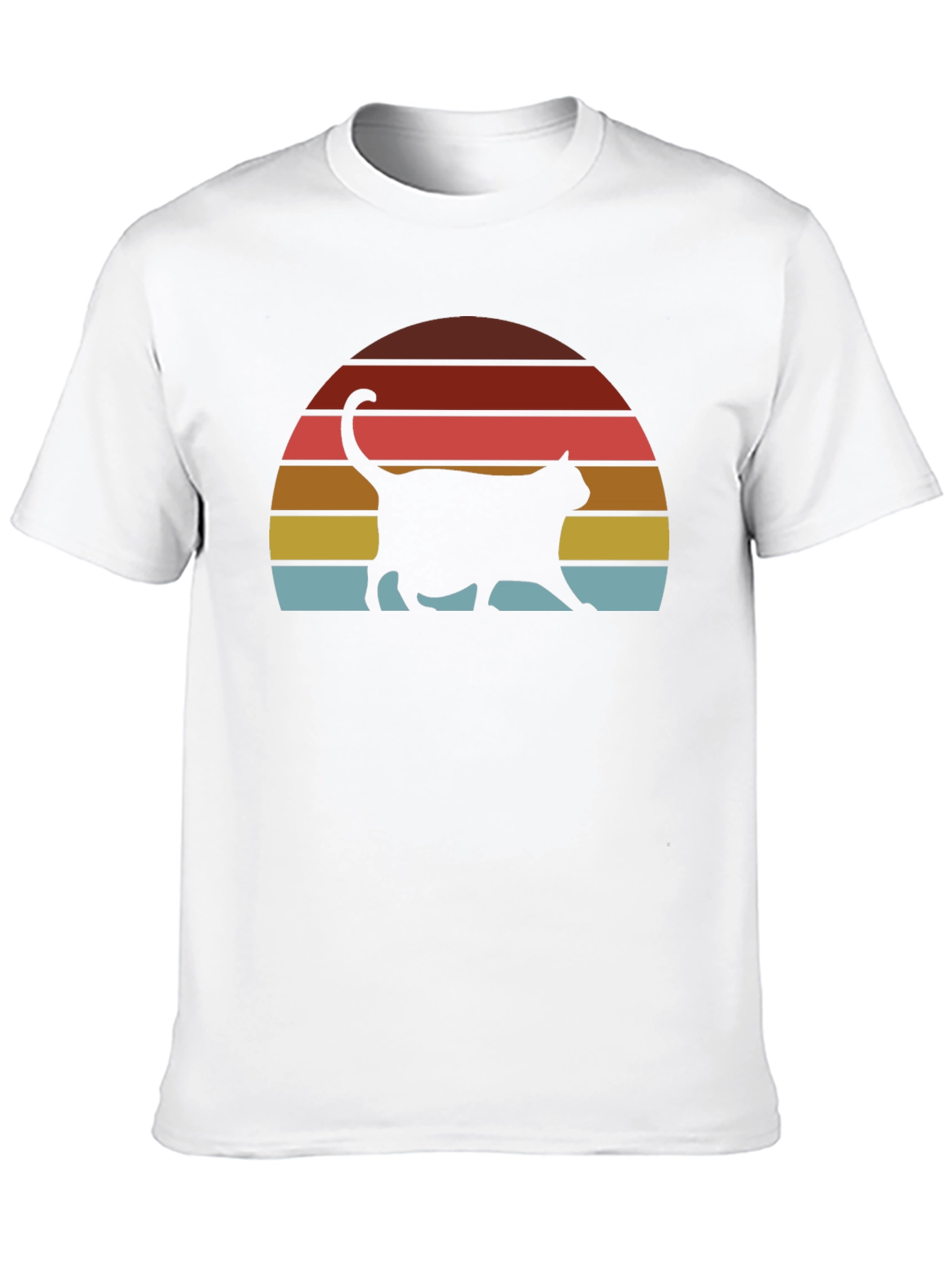Black Retro Cat Sunset T-Shirt - Classic Design view 10