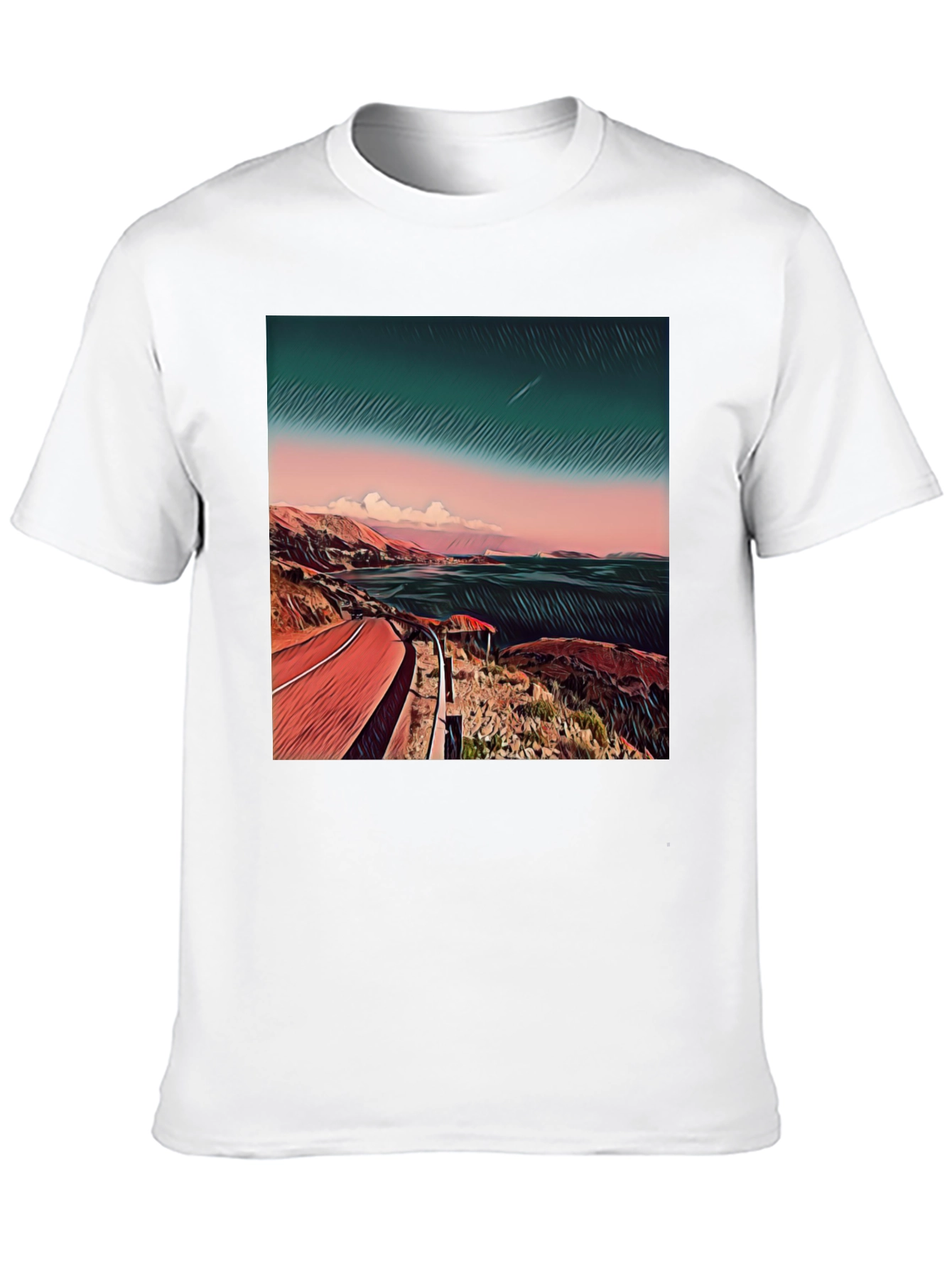 Black Coastal Road Graphic Tee - Men's Black T-Shirt view 10