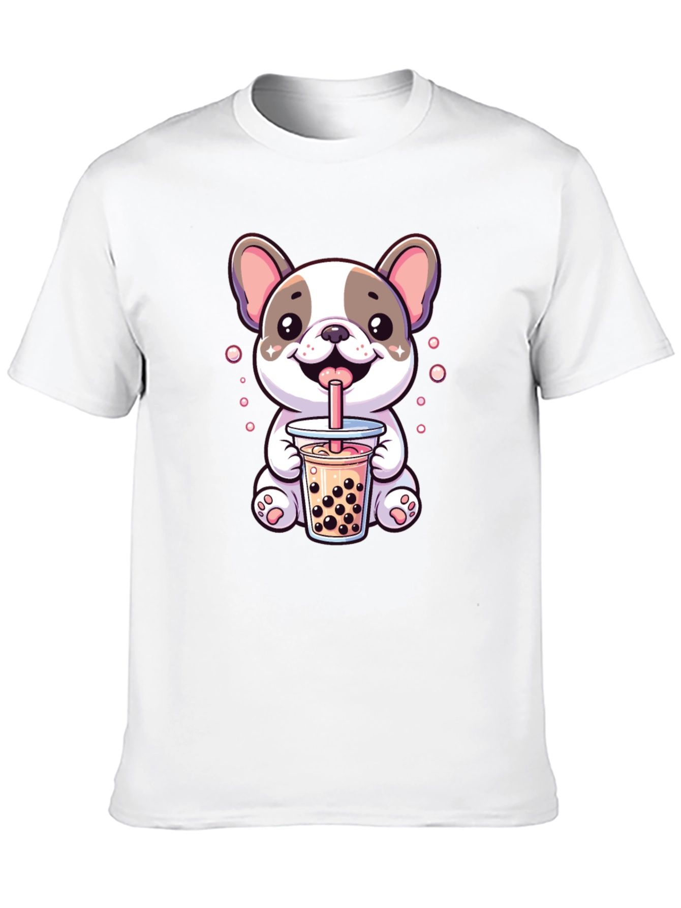 Black Cute Dog Bubble Tea Graphic Tee view 10
