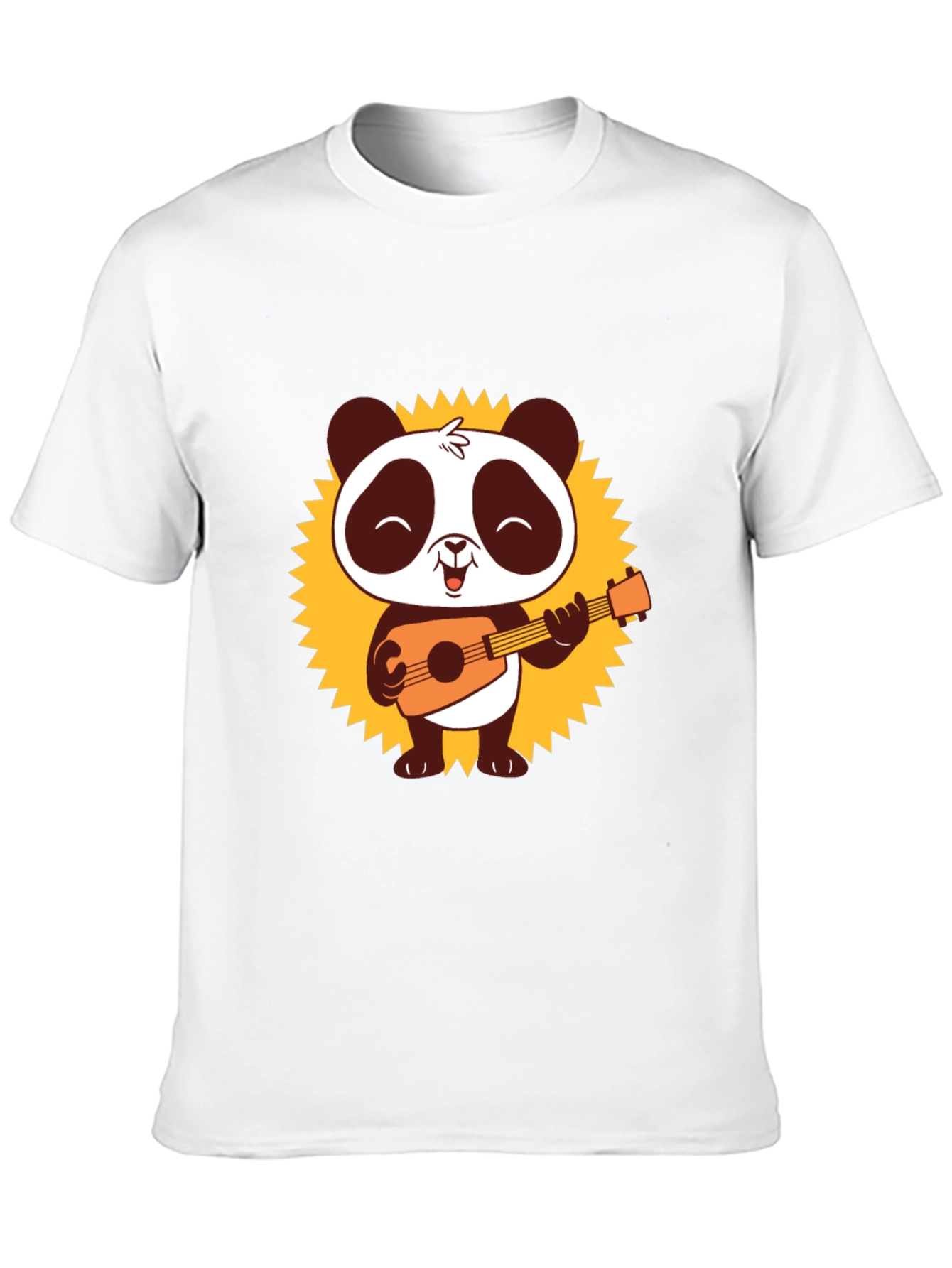 Black Panda Guitar T-Shirt - Black Cotton Tee view 10