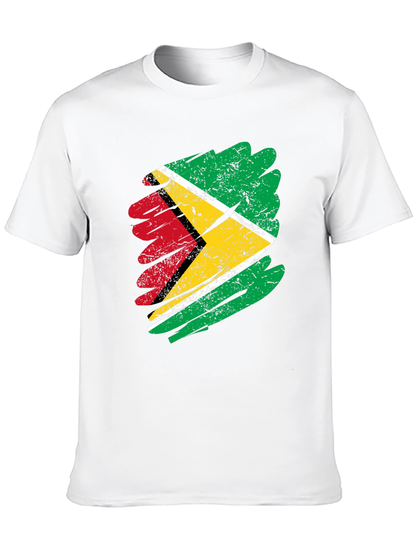 Black Guyana Flag Brush Stroke Men's Black T-Shirt view 10