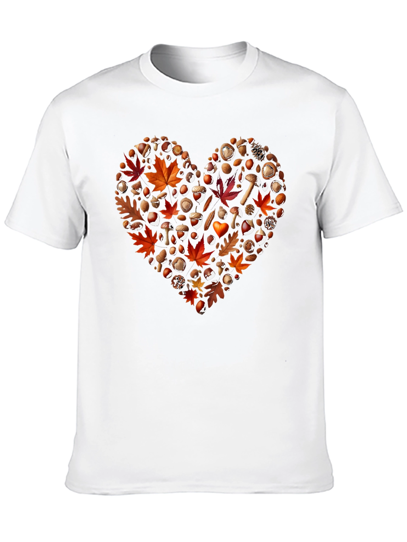 Black Autumn Love T-Shirt: Fall Leaves & Mushrooms view 10