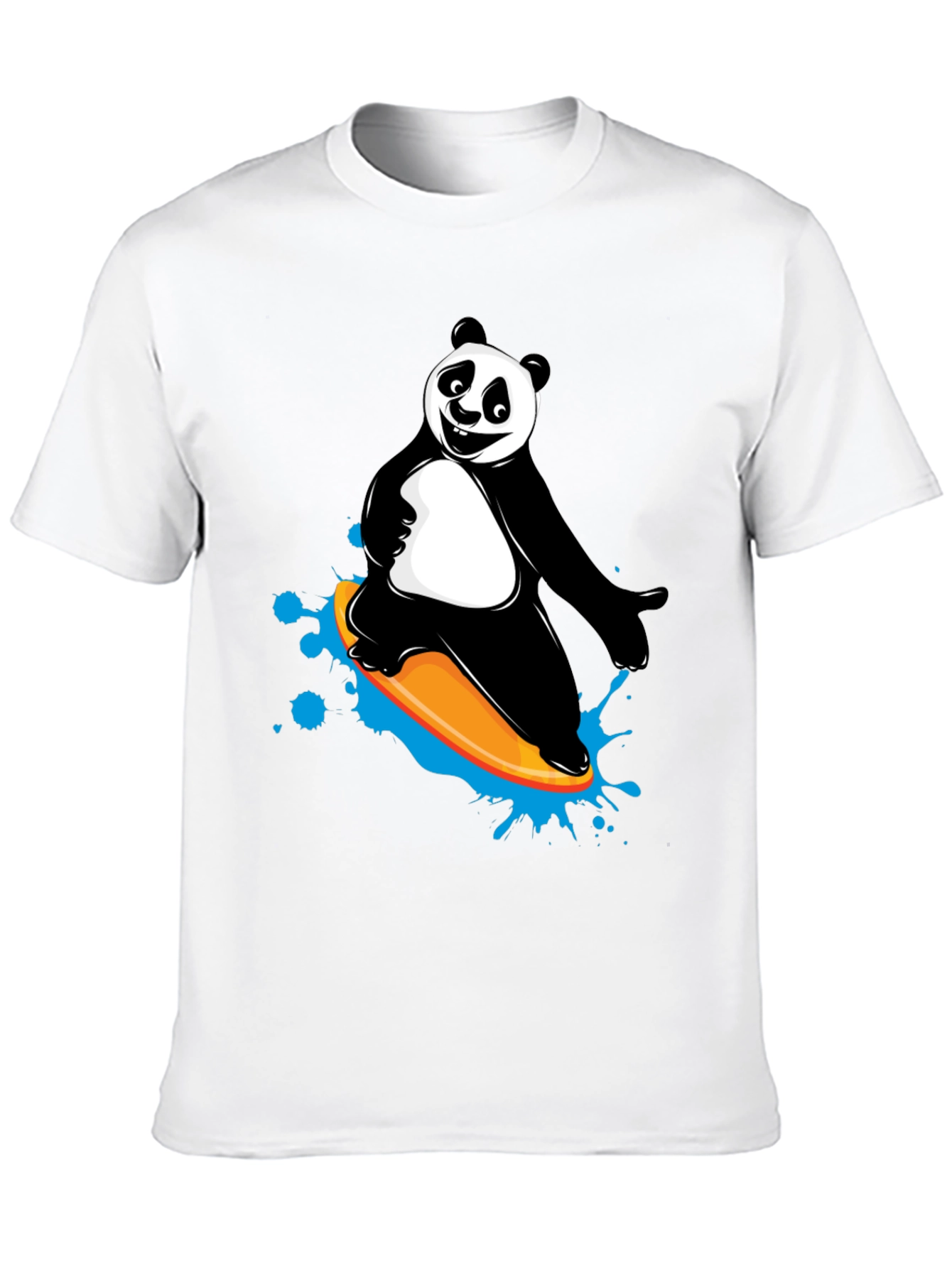 Black Panda Surfing Graphic Tee - Fun Black T-Shirt view 10