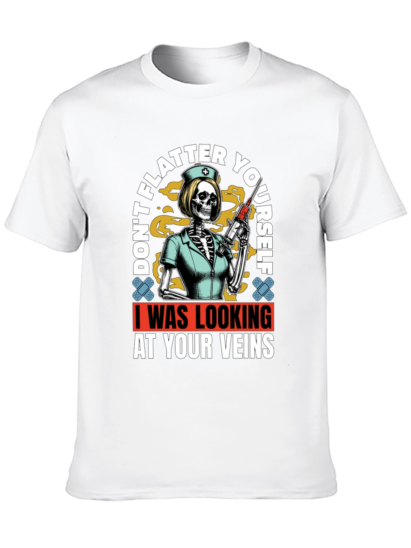 Black Humorous Vein Anatomy Nurse Skeleton Graphic T-Shirt view 10