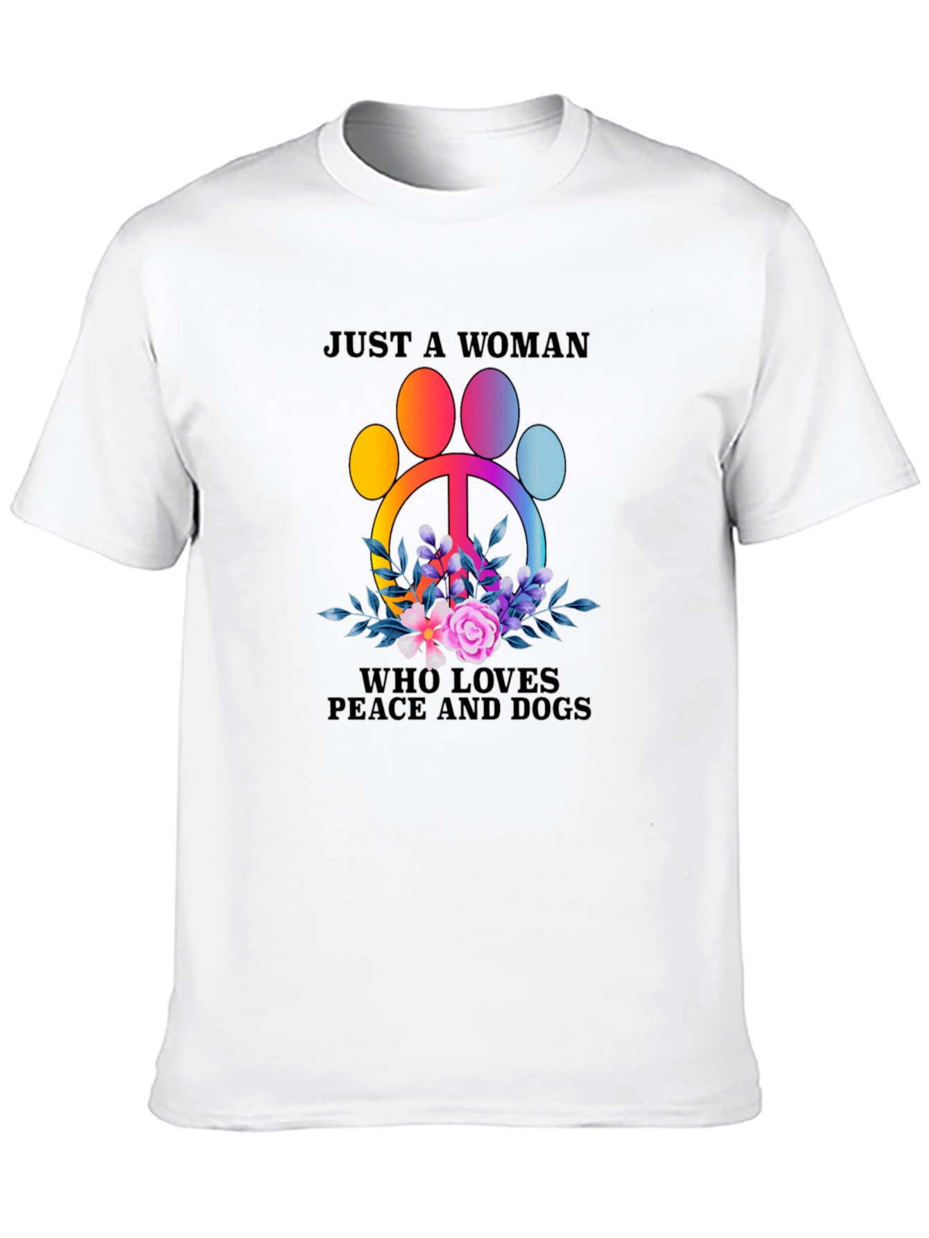 Black Peace, Love, Dogs T-Shirt - Women's Graphic Tee view 10