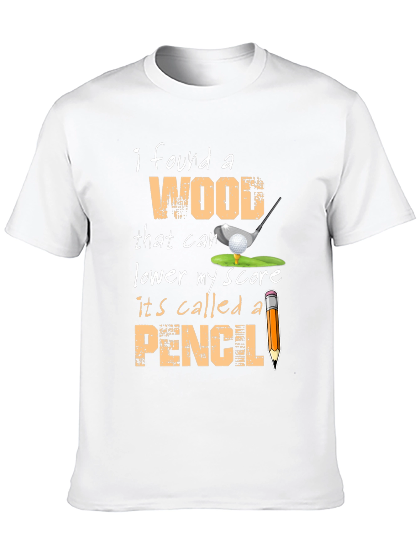 Black Funny Golf T-Shirt - Wood and Pencil view 10