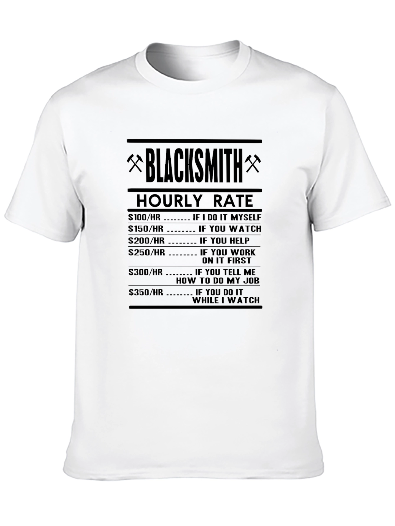 Black Blacksmith Hourly Rate Novelty T-Shirt view 10