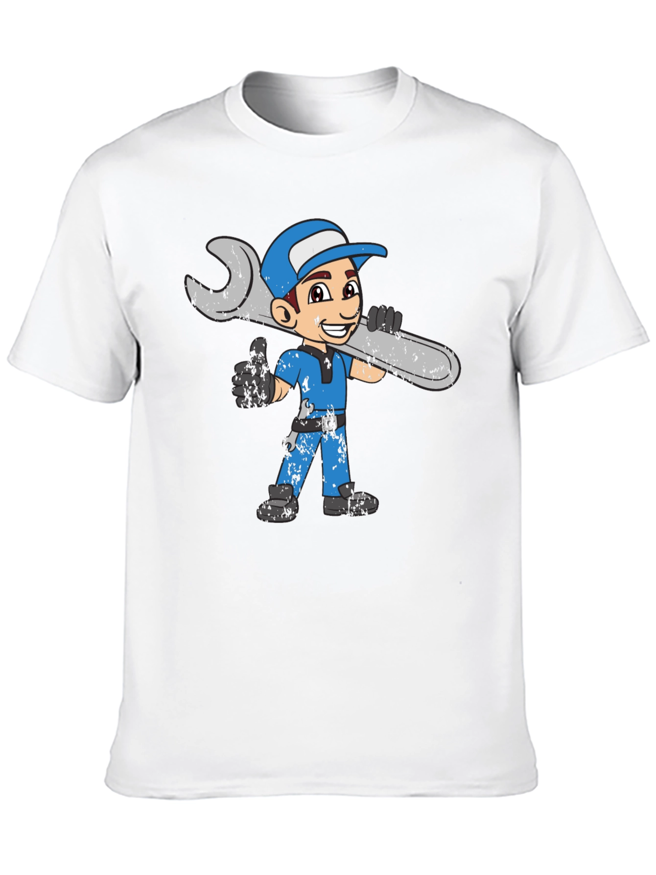 Black Cartoon Mechanic T-Shirt - Black Cotton Blend view 10