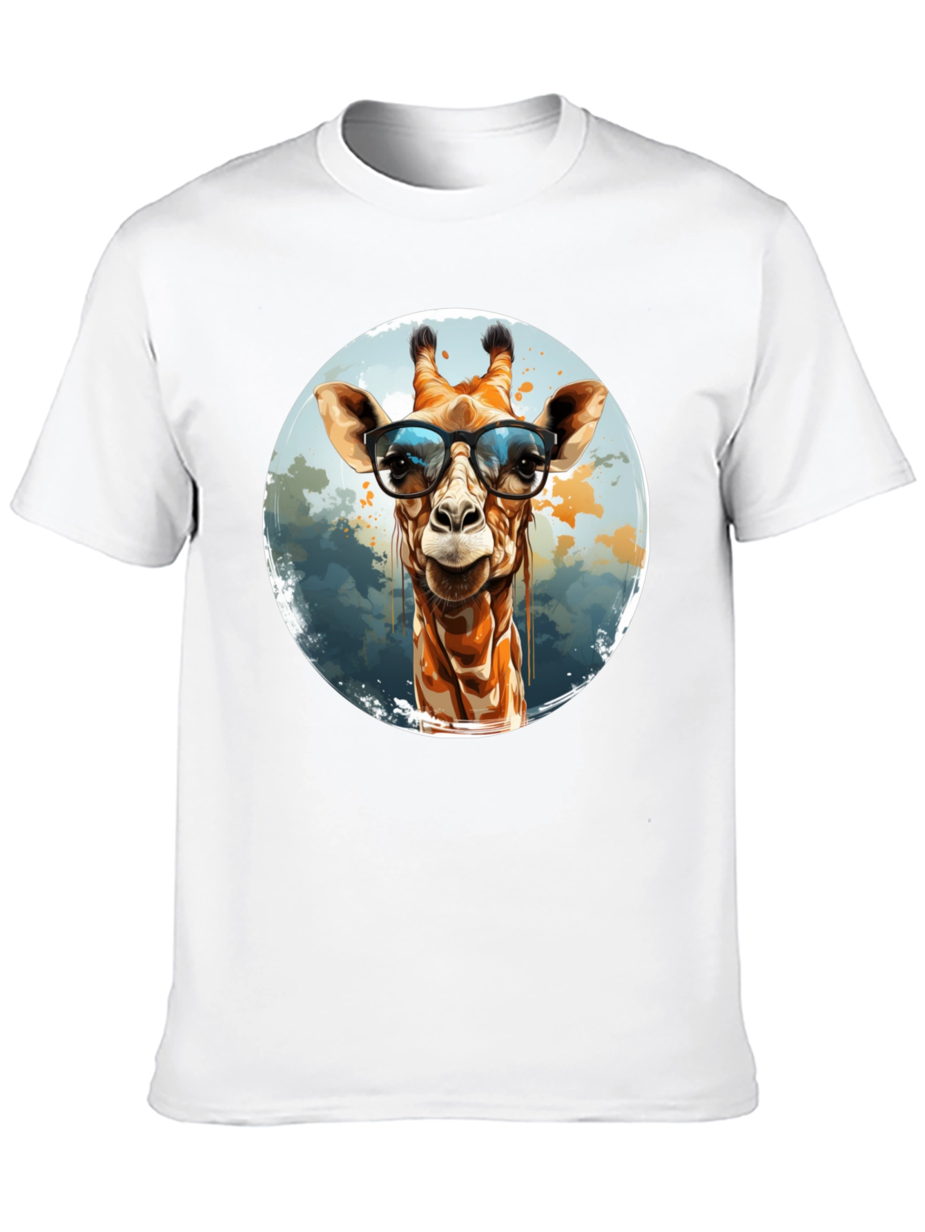 Black Giraffe with Glasses Graphic Tee view 10