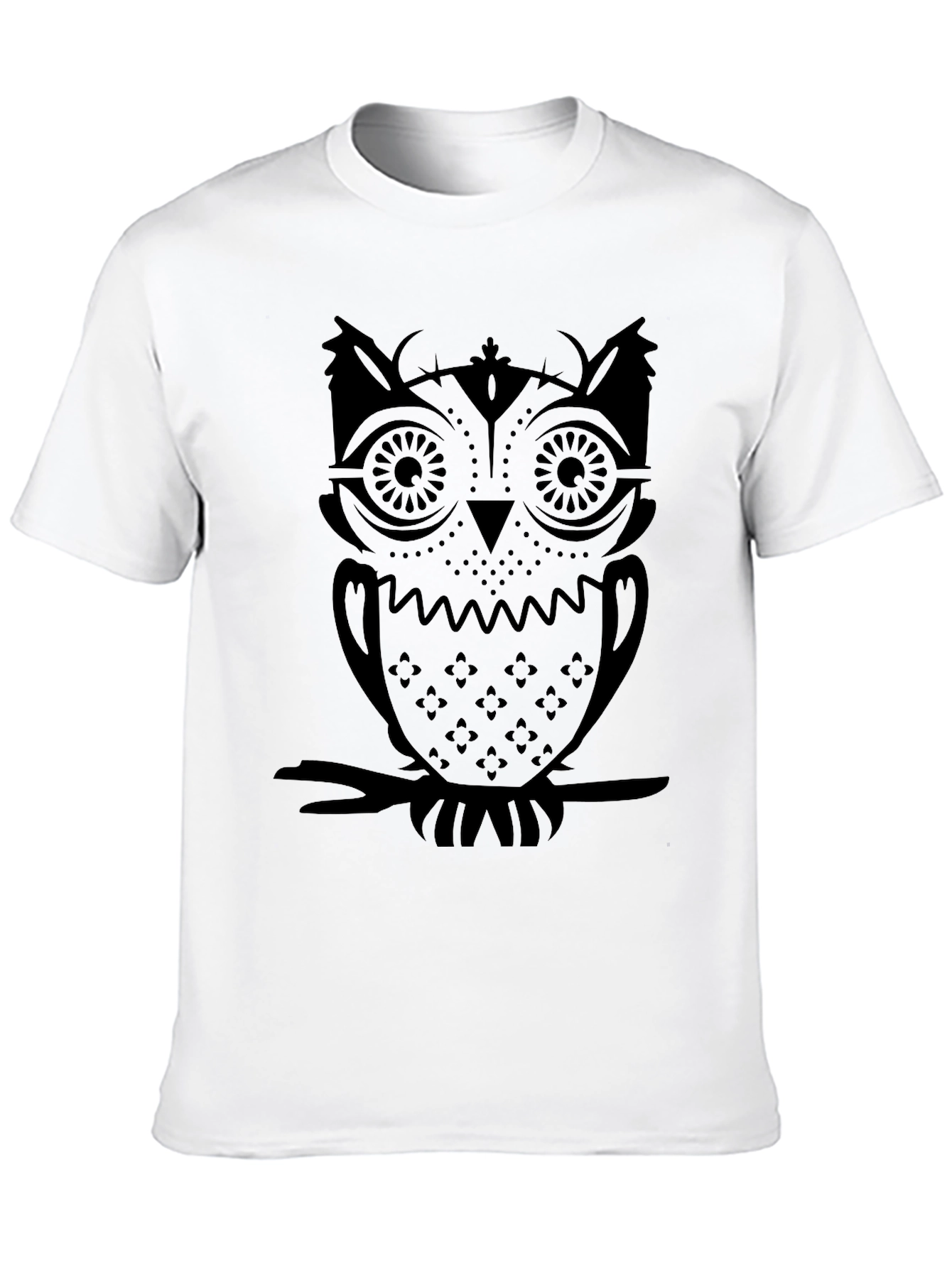 Black Men's Black Owl Graphic T-Shirt view 10