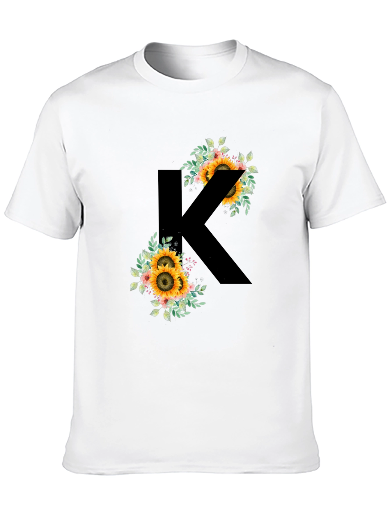 Sunflower Letter K Black T-Shirt - 10