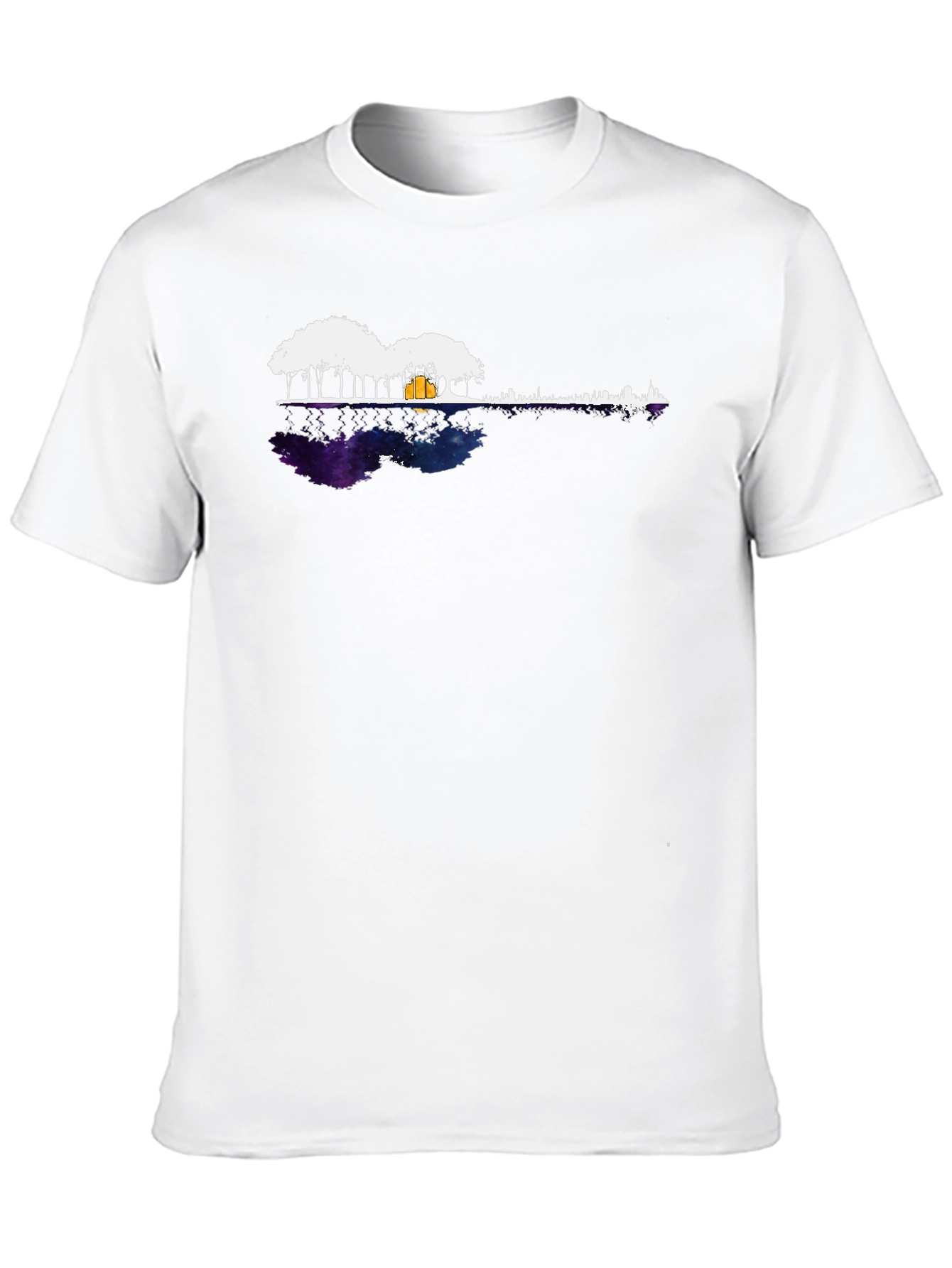 Black Guitar Landscape Tee - Reflective Music Scene Shirt view 10