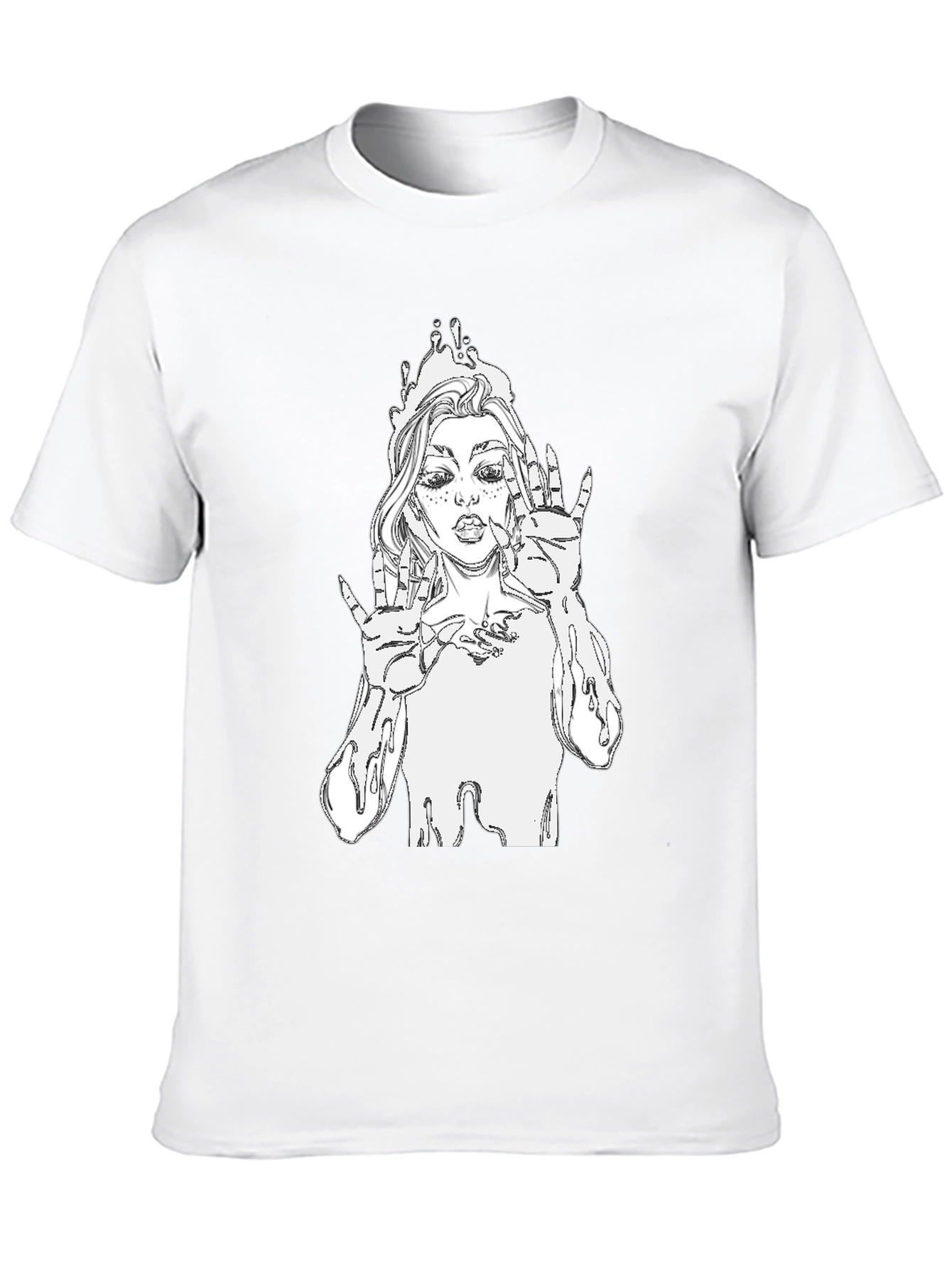 Black Unique Graphic Tee - Stylish Black Cotton T-Shirt view 10