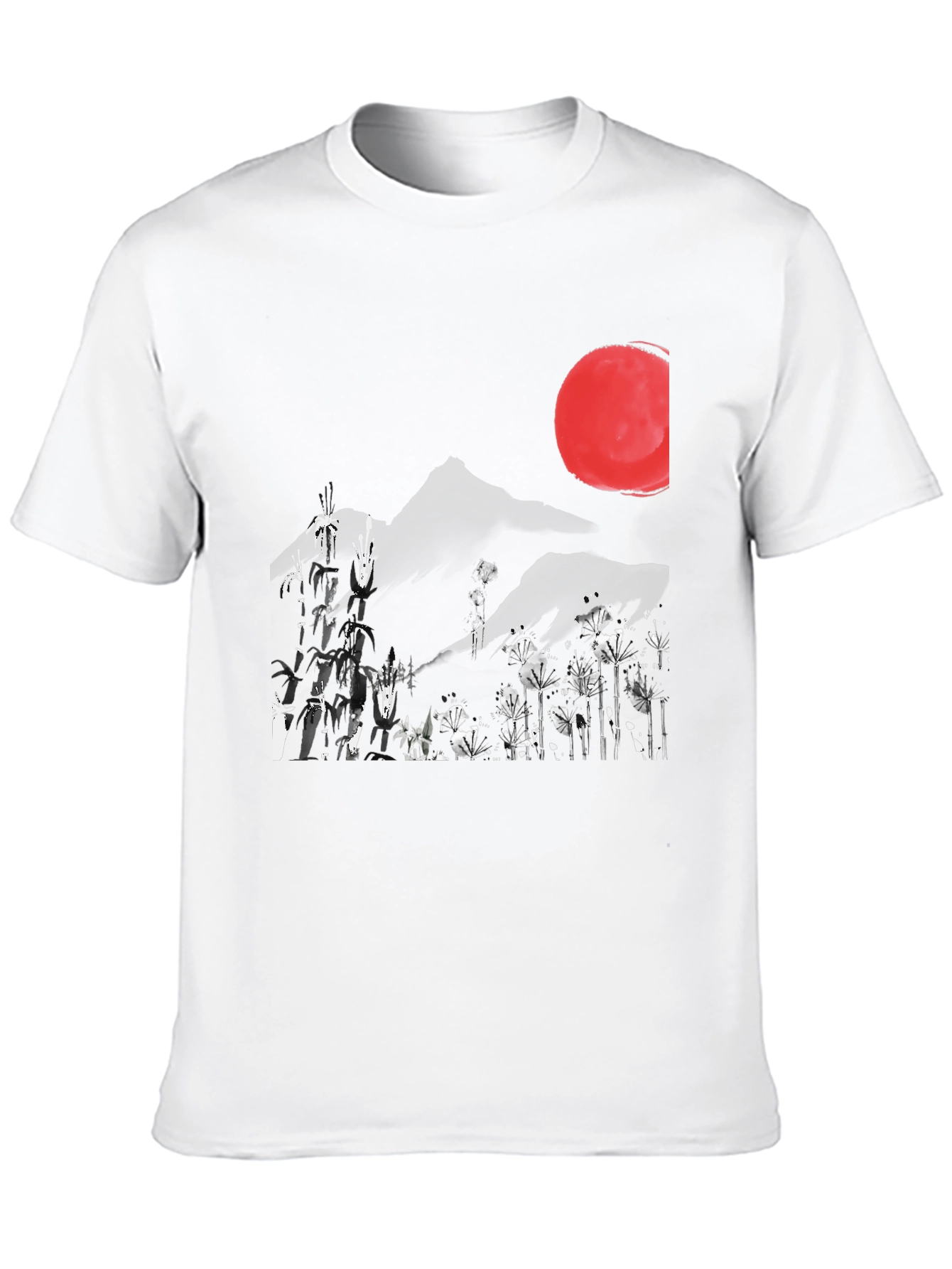 Black Japanese Ink Wash Mountain T-Shirt view 10