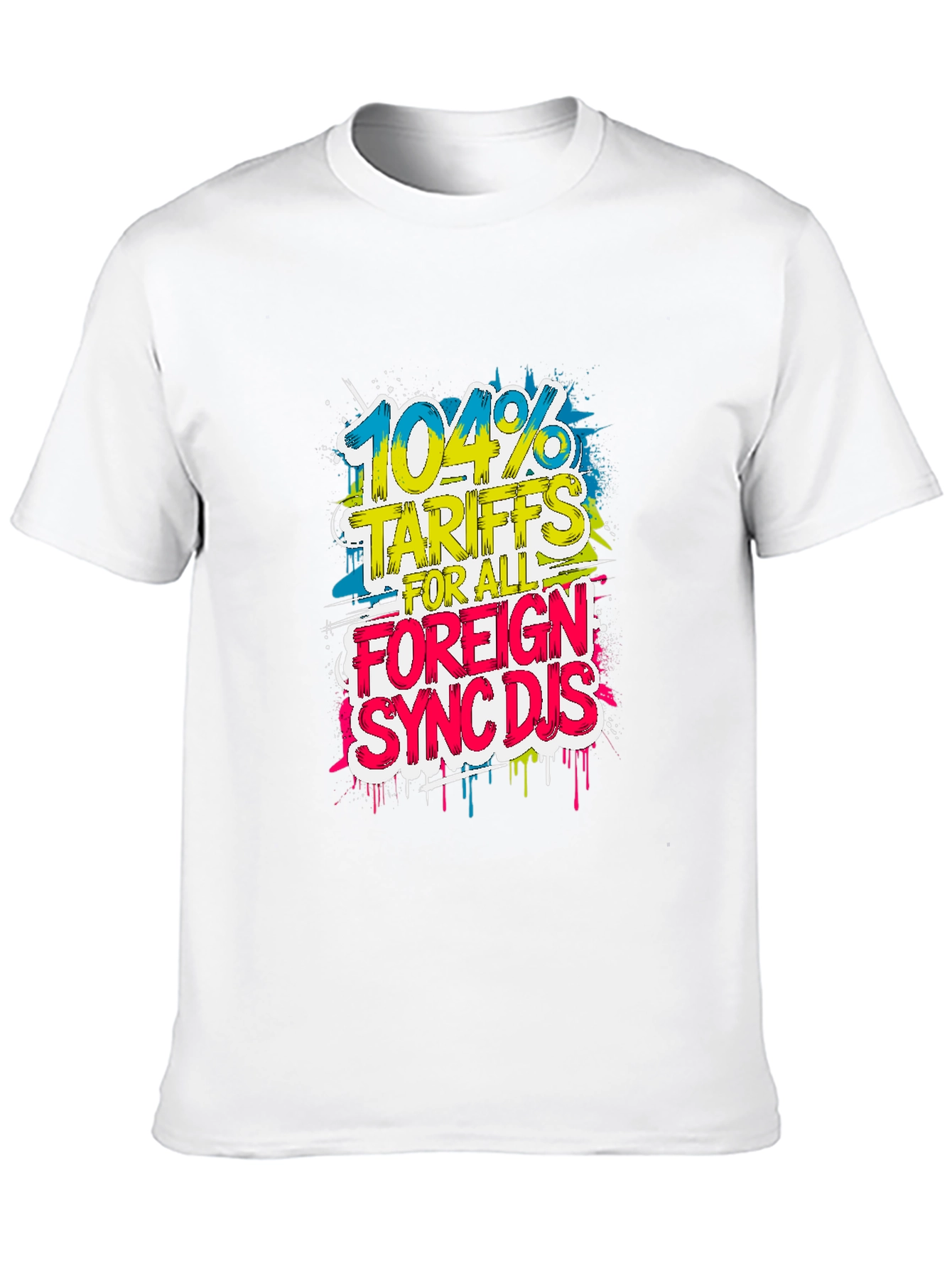 Black 104% Tariffs Foreign Sync DJs Graphic Tee view 10