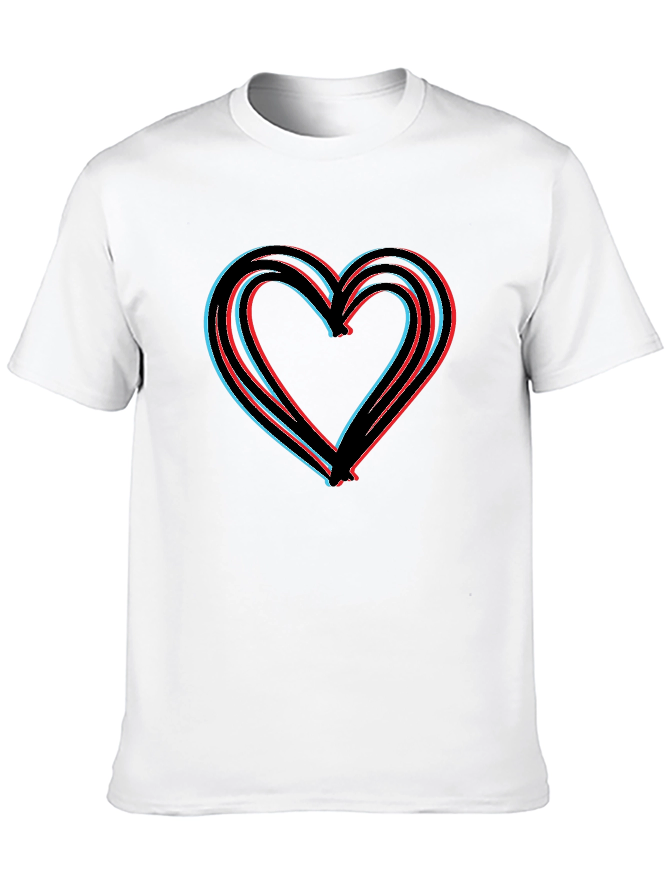 Black Modern Heart Graphic Black T-Shirt view 10