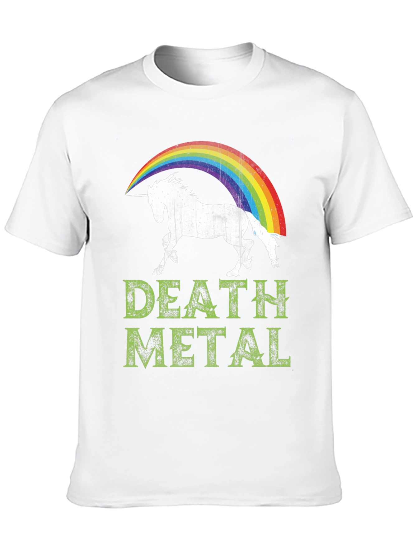 Black Death Metal Unicorn Rainbow T-Shirt - Black Cotton Tee view 10