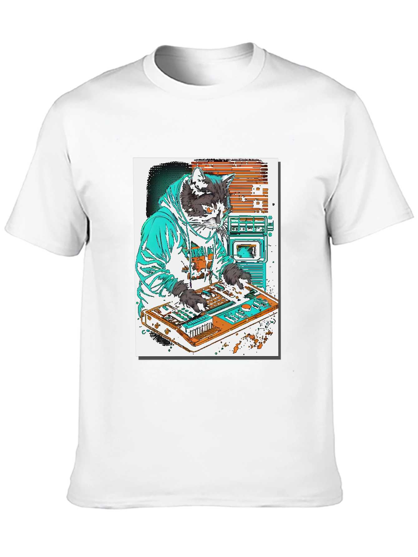 Black DJ Cat Graphic T-Shirt - Black view 10