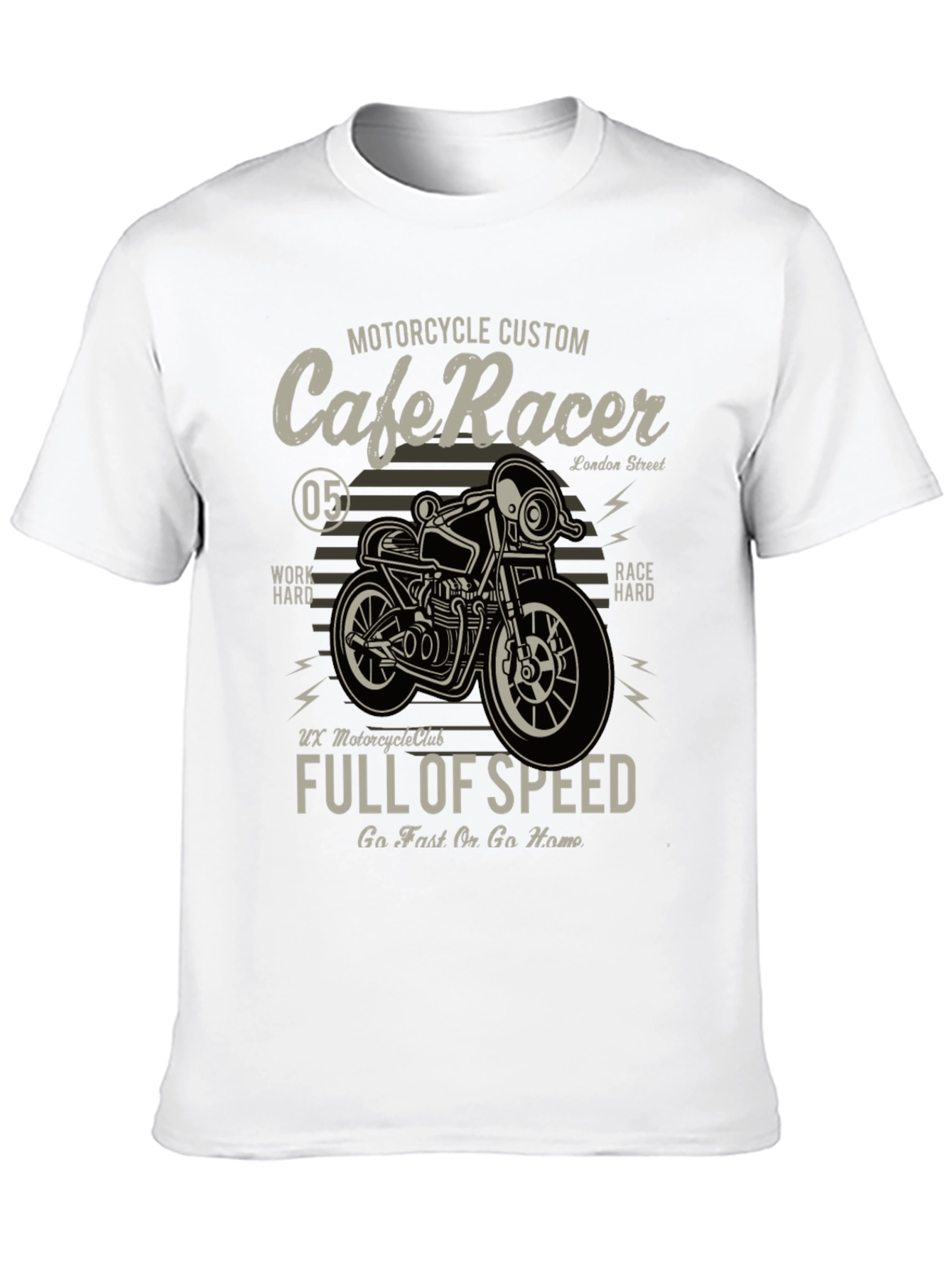 Black Cafe Racer Motorcycle Graphic T-Shirt view 10