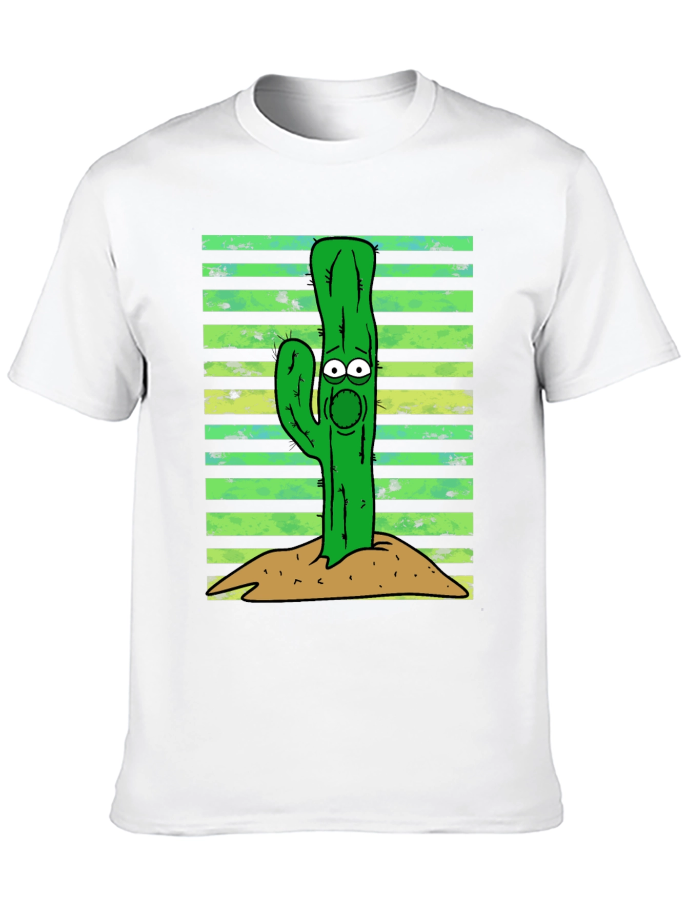 Black Cartoon Cactus Graphic Tee - Unisex Black T-Shirt view 10