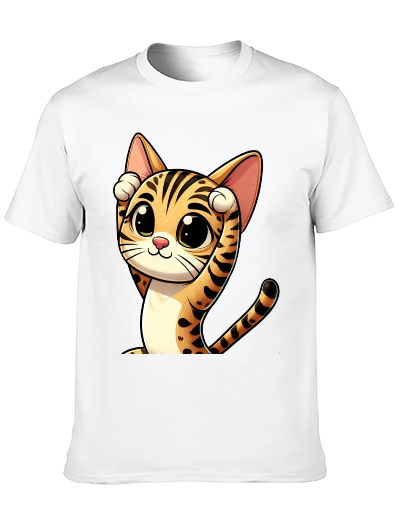Black Cute Cartoon Cat Graphic Black T-Shirt view 10
