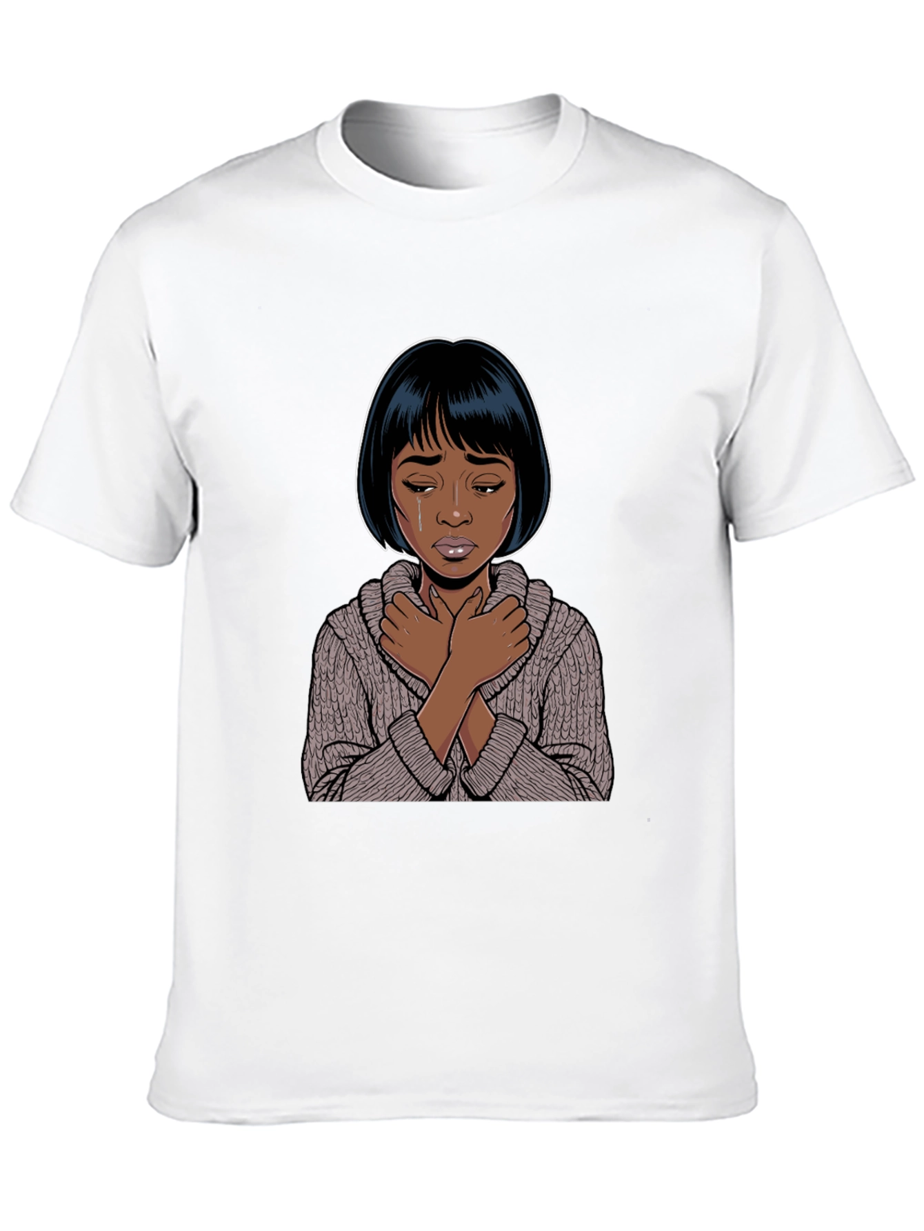 Black Emotional Cartoon Graphic T-Shirt view 10