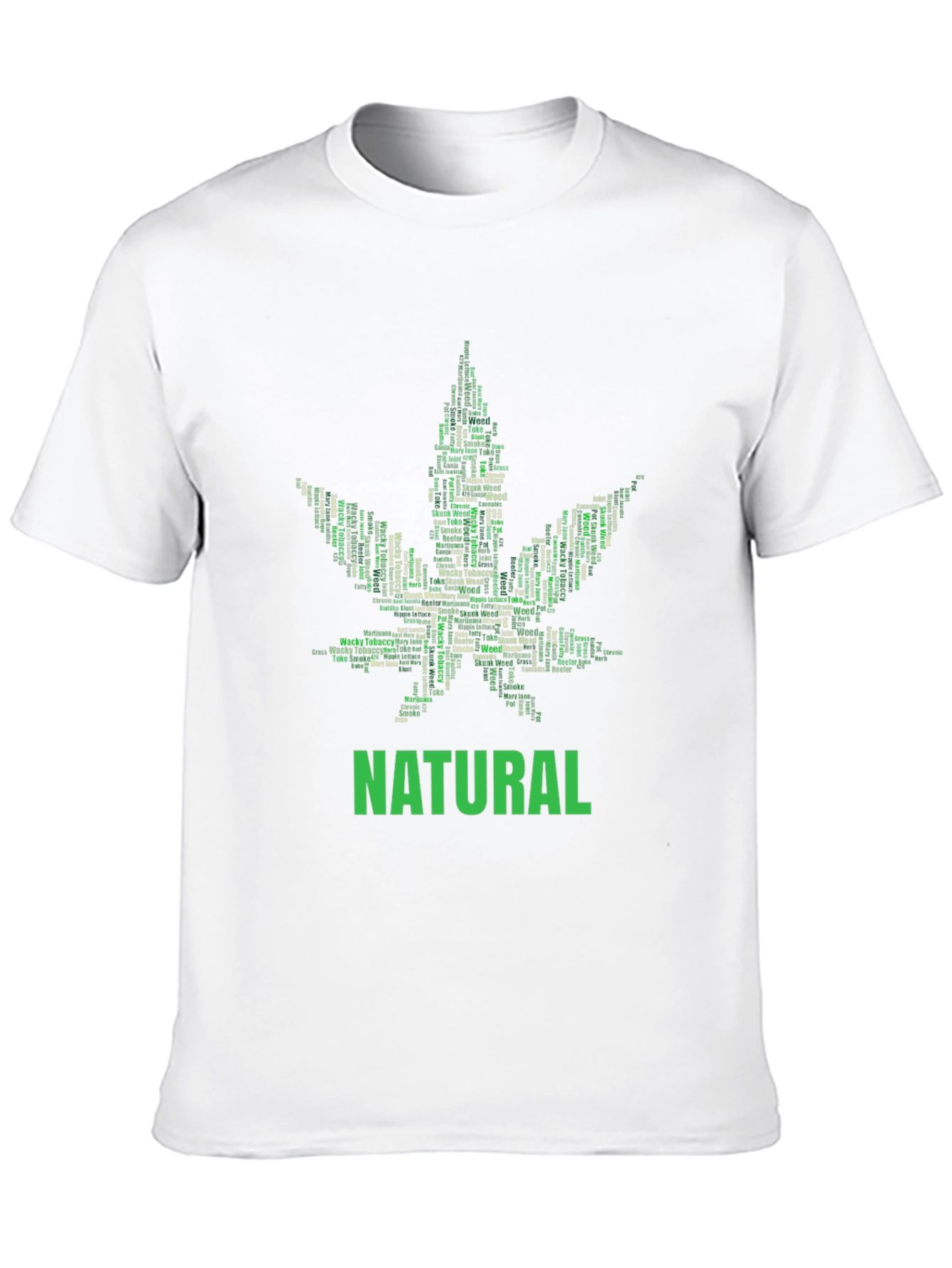Black Natural Cannabis Leaf Word Art Graphic T-Shirt view 10