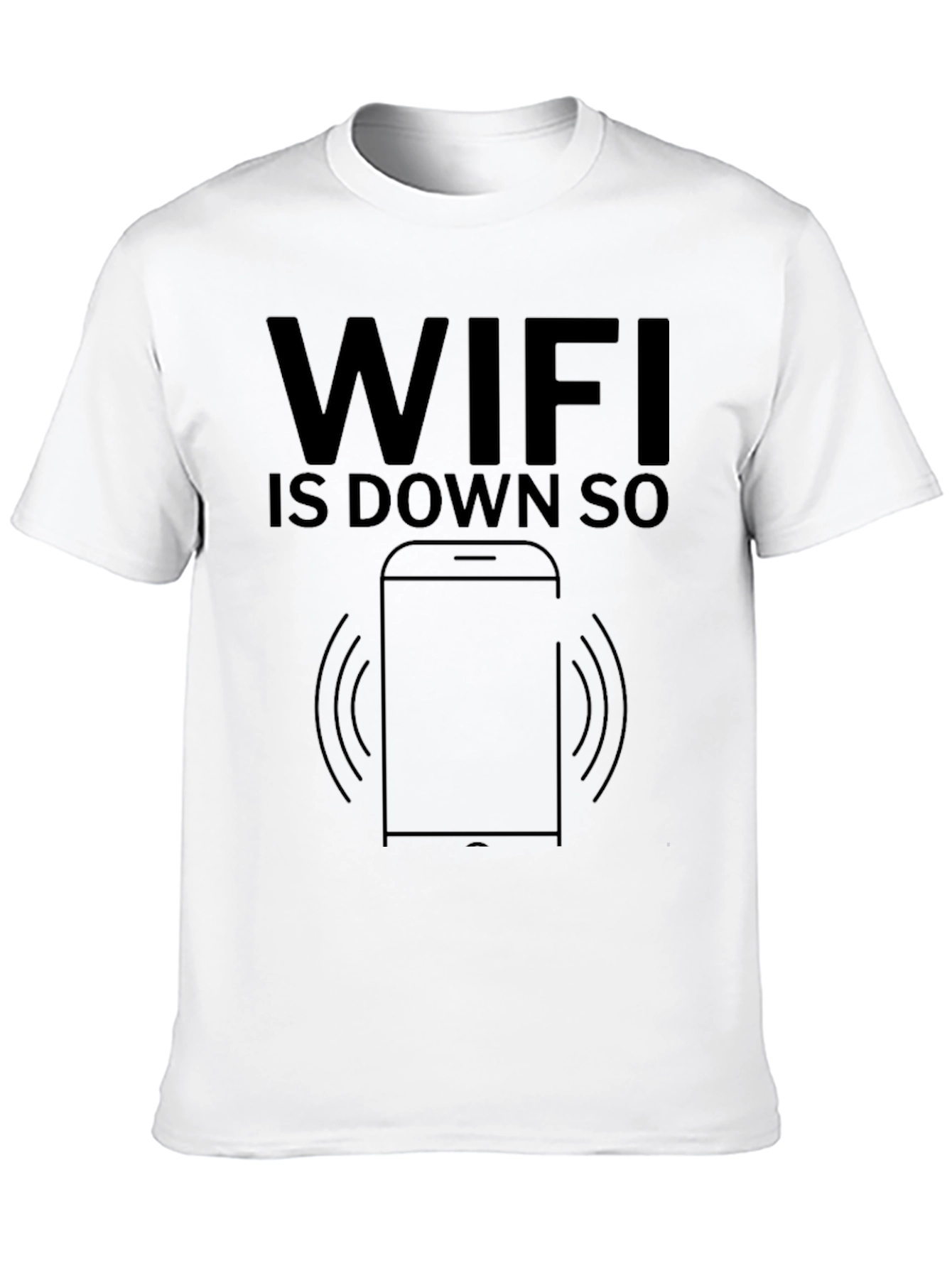 Black Funny WiFi Down Black Graphic T-Shirt view 10