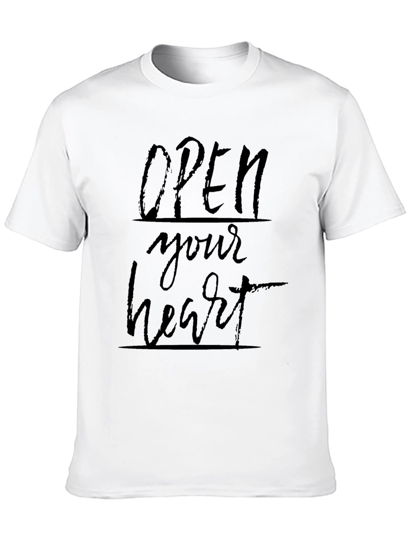 Black Open Your Heart Graphic Tee - Soft Black Cotton view 10