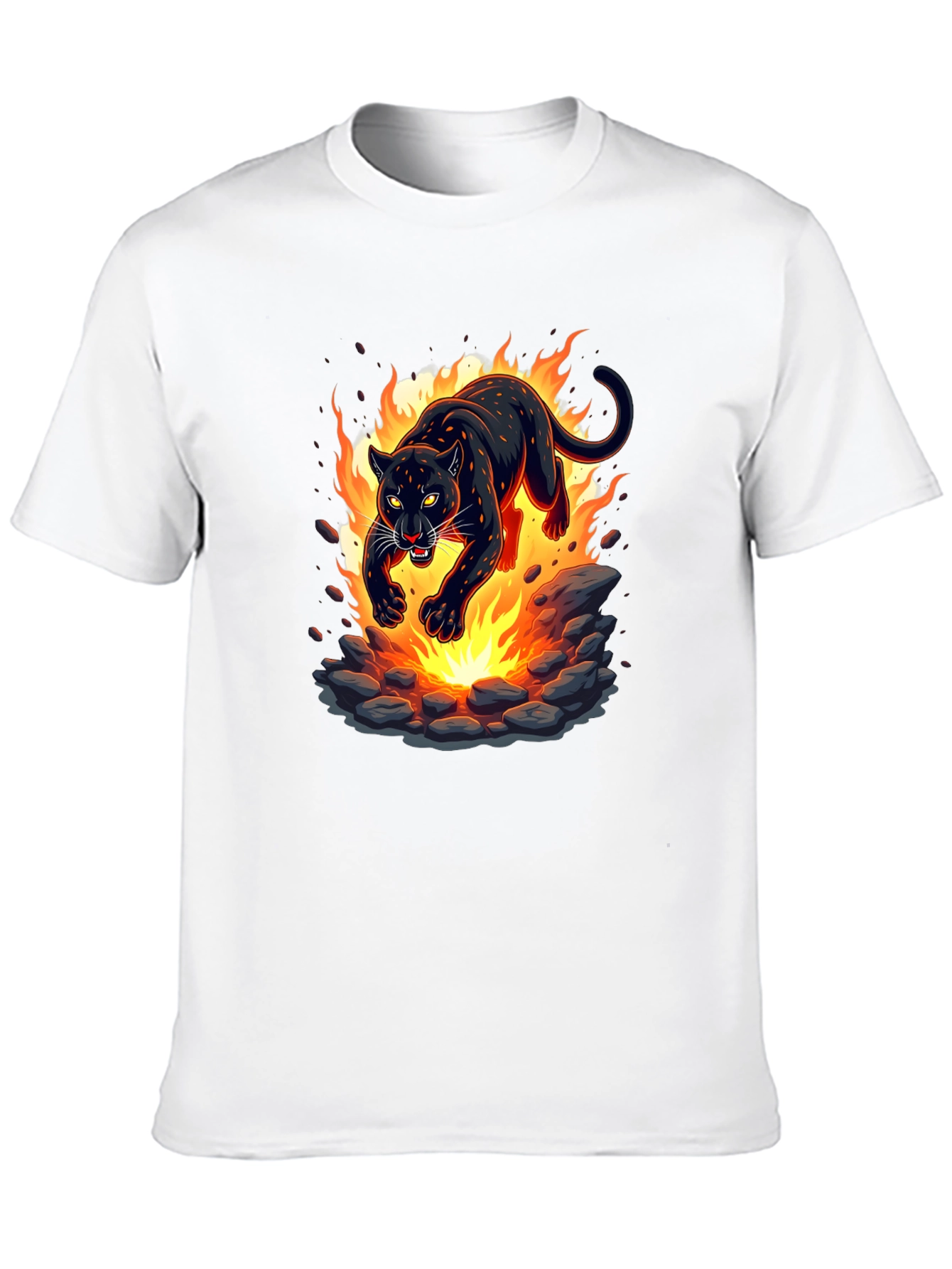 Black Fiery Panther Graphic T-Shirt - Bold Black Tee view 10