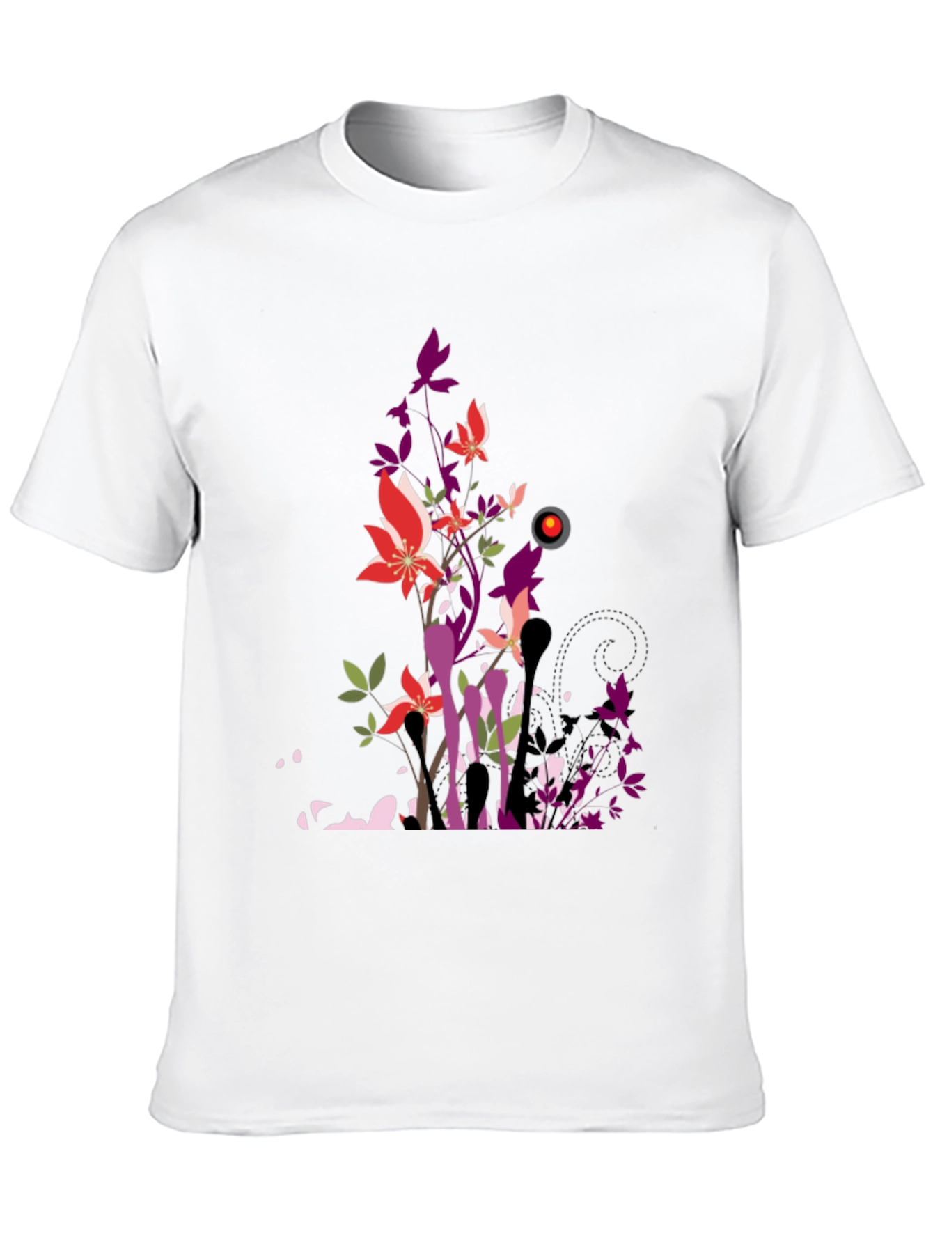 Black Floral Graphic Print Black T-Shirt view 10