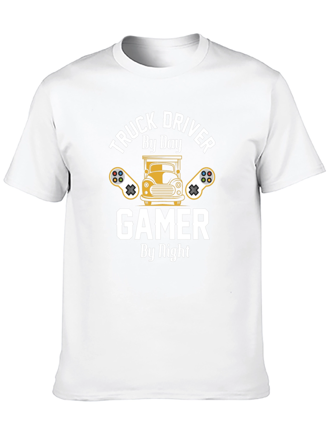Black Truck Driver Gamer T-Shirt - By Day, By Night view 10