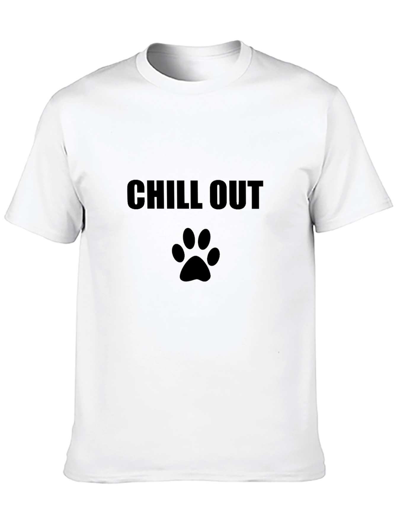 Chill Out Dog Paw Print T-Shirt - Black - 10
