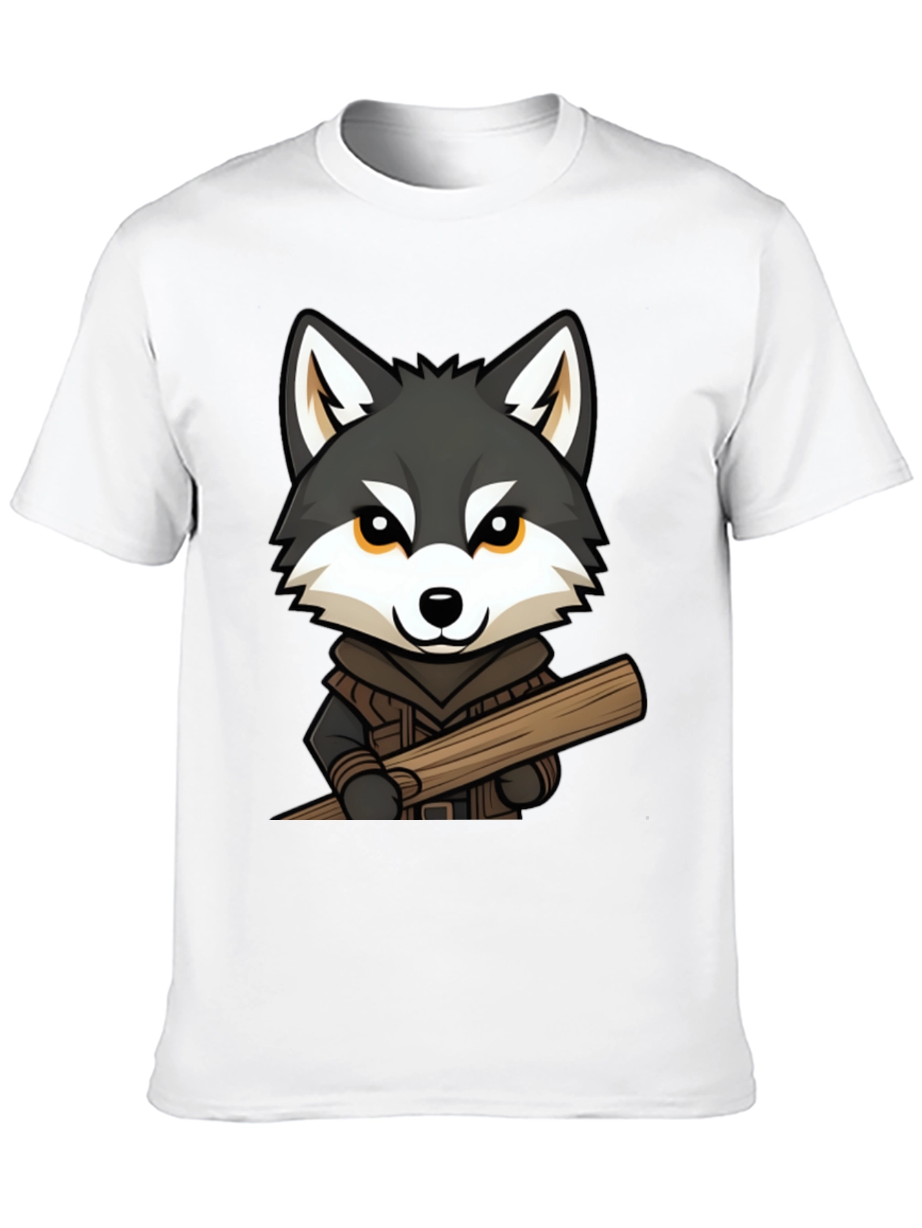 Black Wolf Lumberjack Cartoon Graphic T-Shirt view 10
