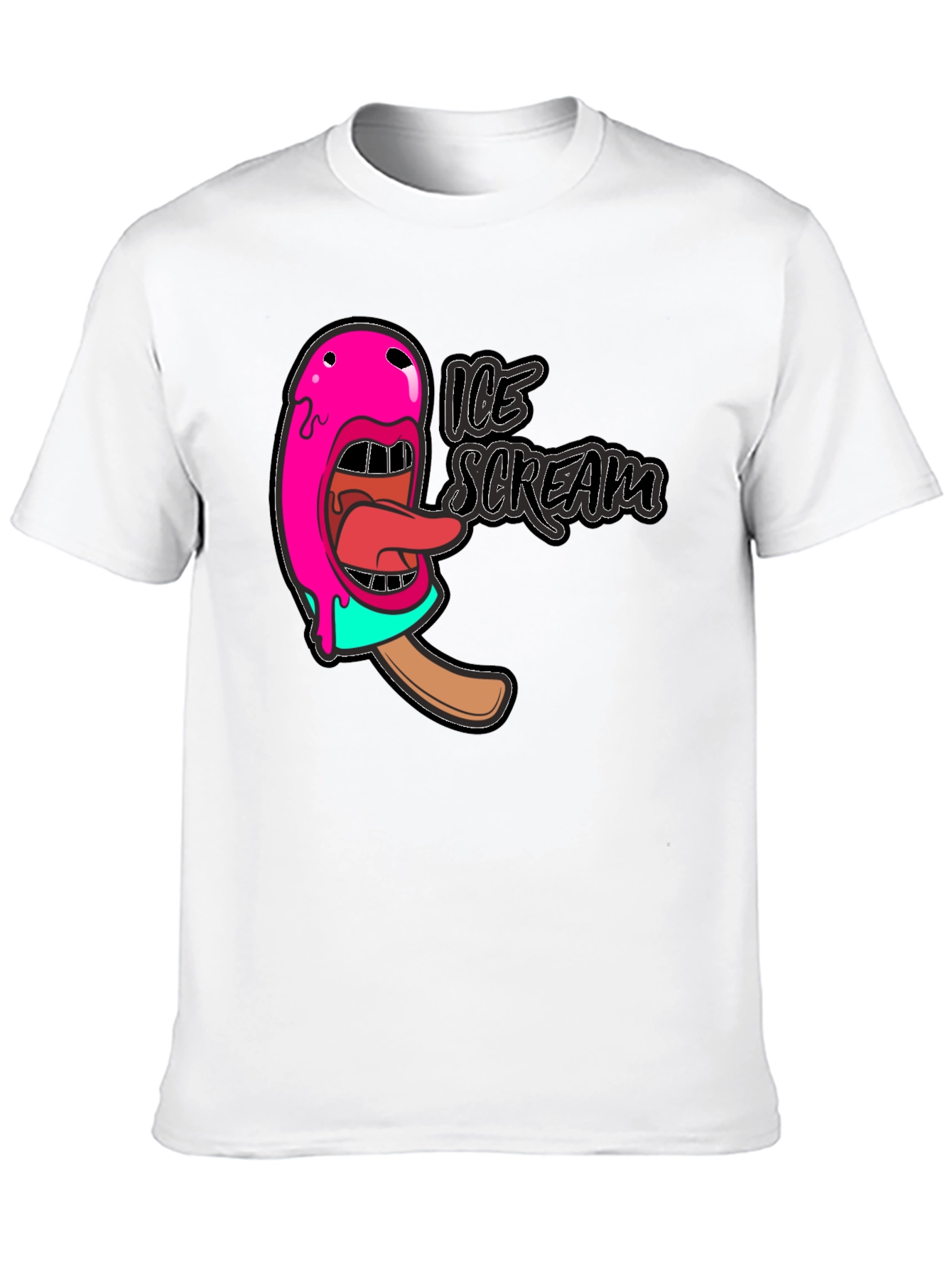 Black Ice Scream Graphic T-Shirt - Black Cotton Tee view 10