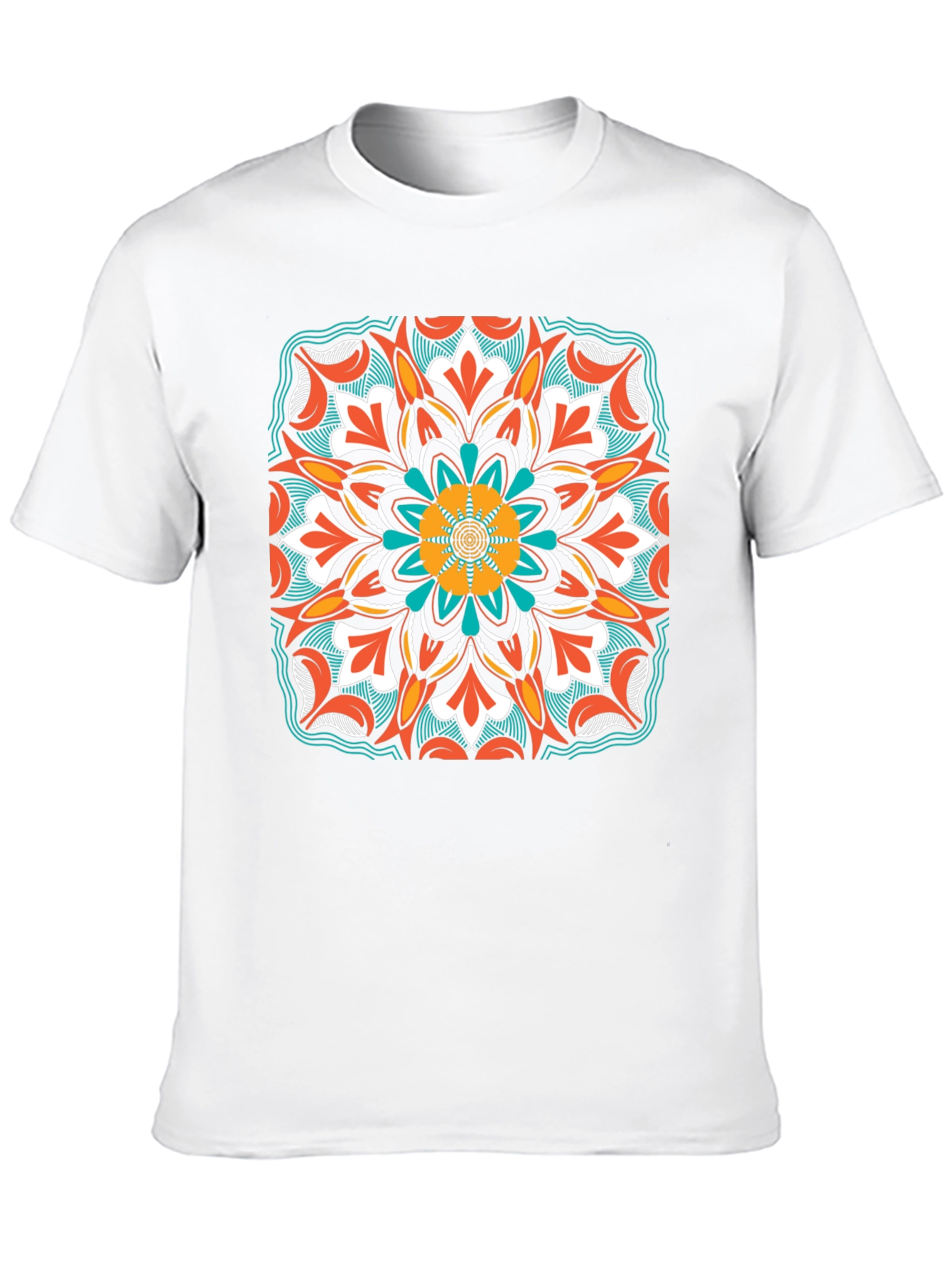 Black Geometric Mandala Design Black T-Shirt view 10