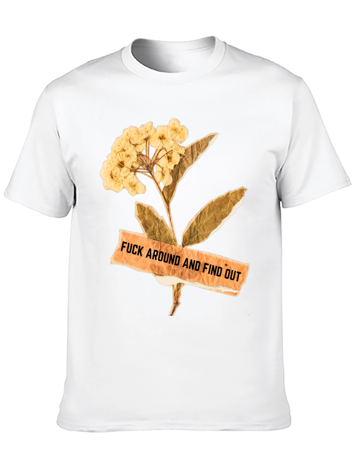 Black Floral Caution Men's Black Tee view 10