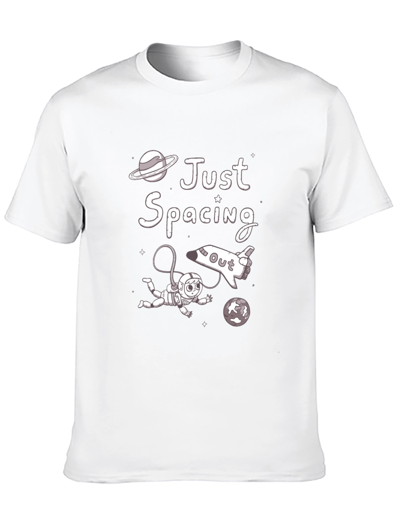 Black Just Spacing Out T-Shirt, Astronaut Graphic Tee view 10