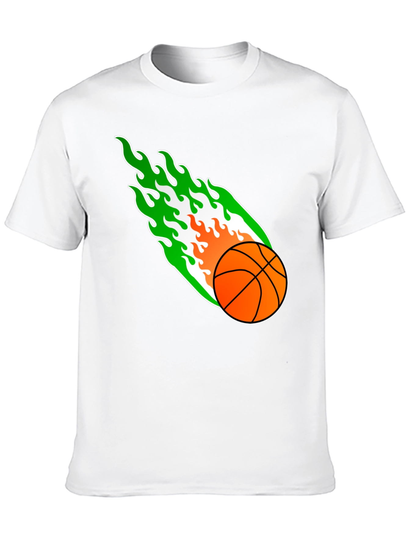 Black Flaming Basketball Graphic Tee - Black Cotton Shirt view 10