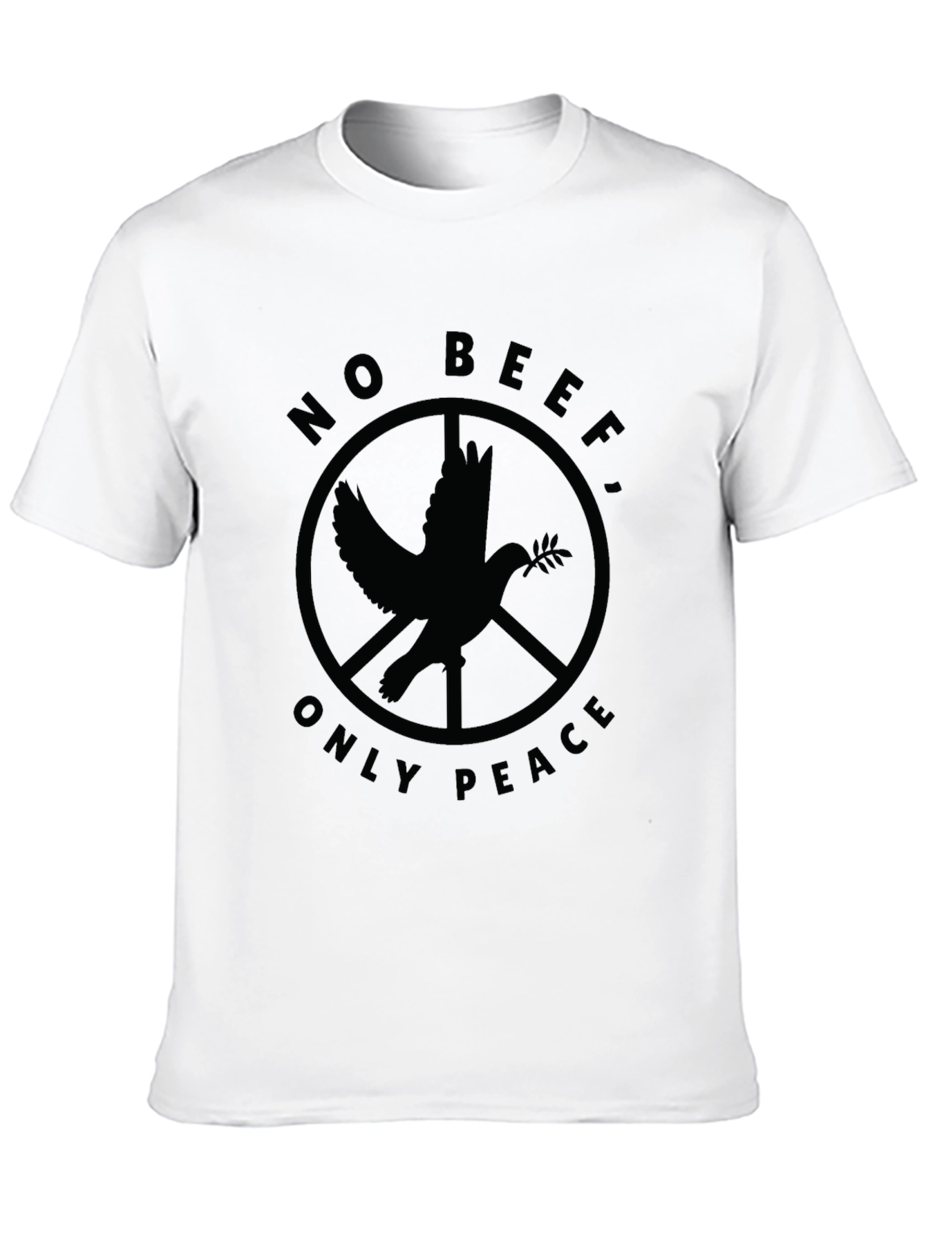 Black No Beef, Only Peace T-Shirt - Dove Peace Sign Tee view 10