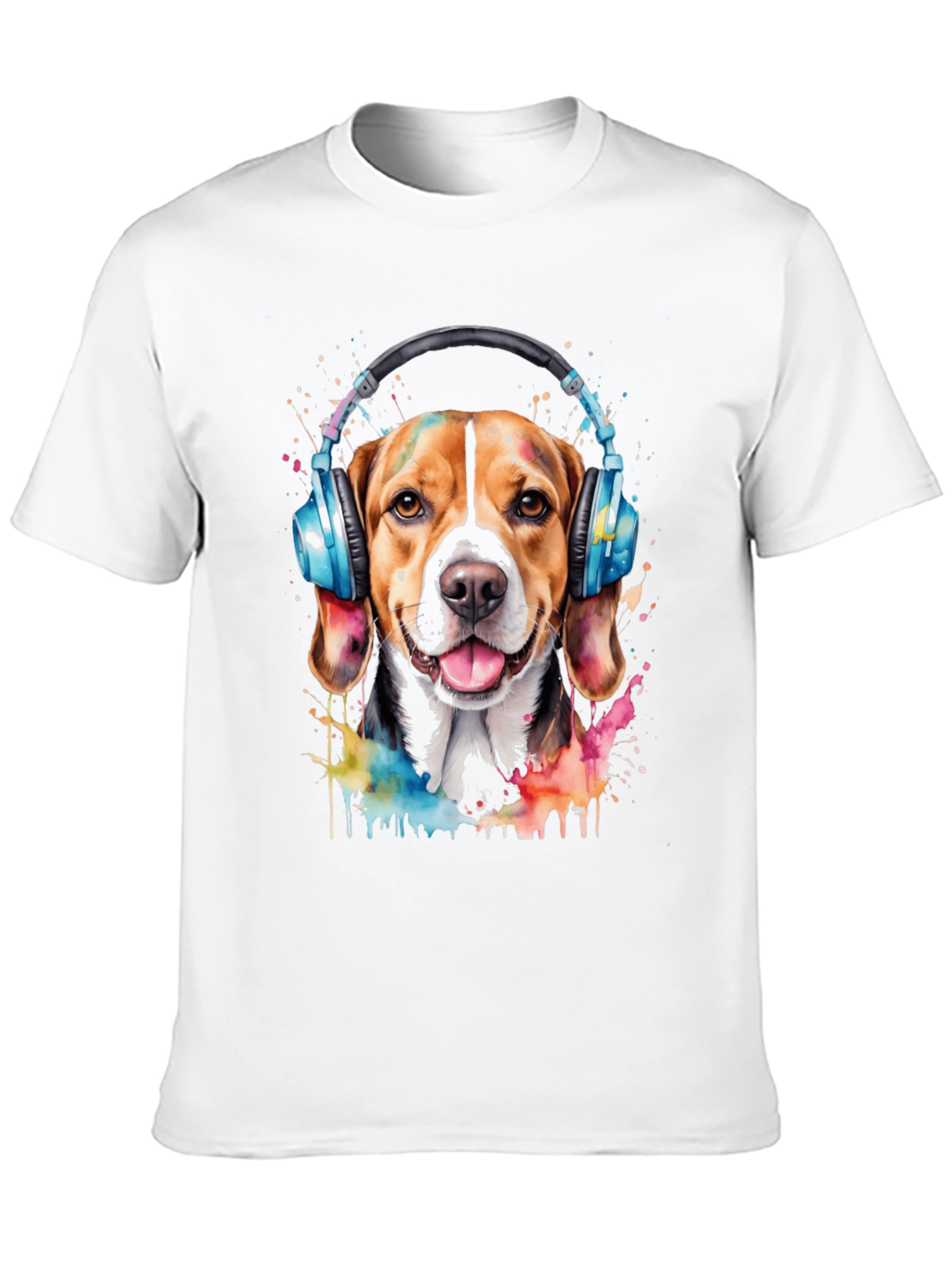 Black Dog with Headphones Graphic Tee view 10
