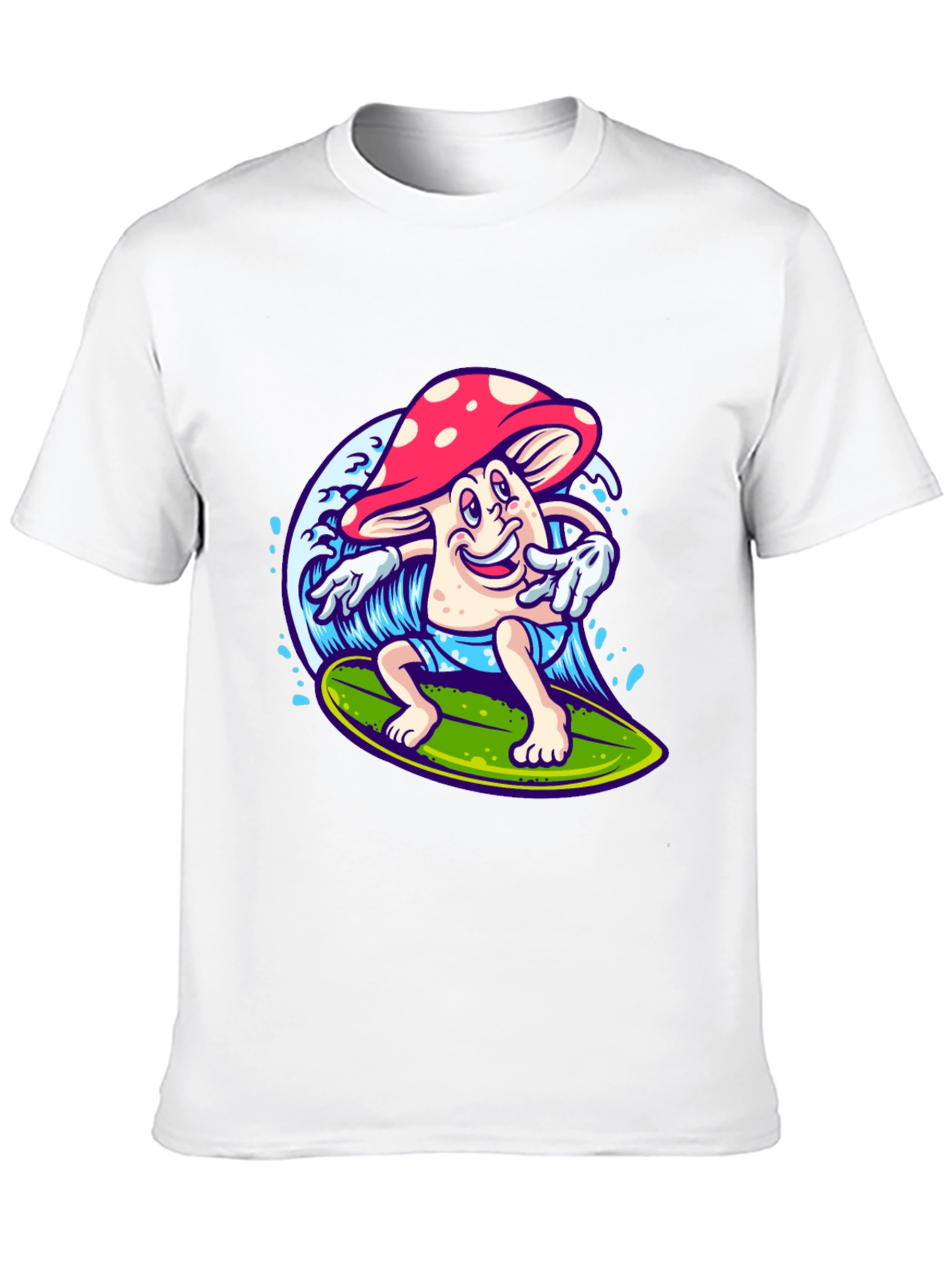 Black Surfing Mushroom Graphic T-Shirt view 10