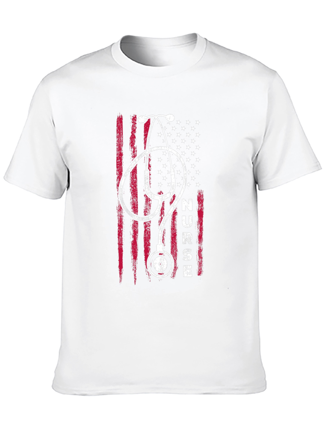 Black Nurse USA Flag Stethoscope T-Shirt - Black view 10