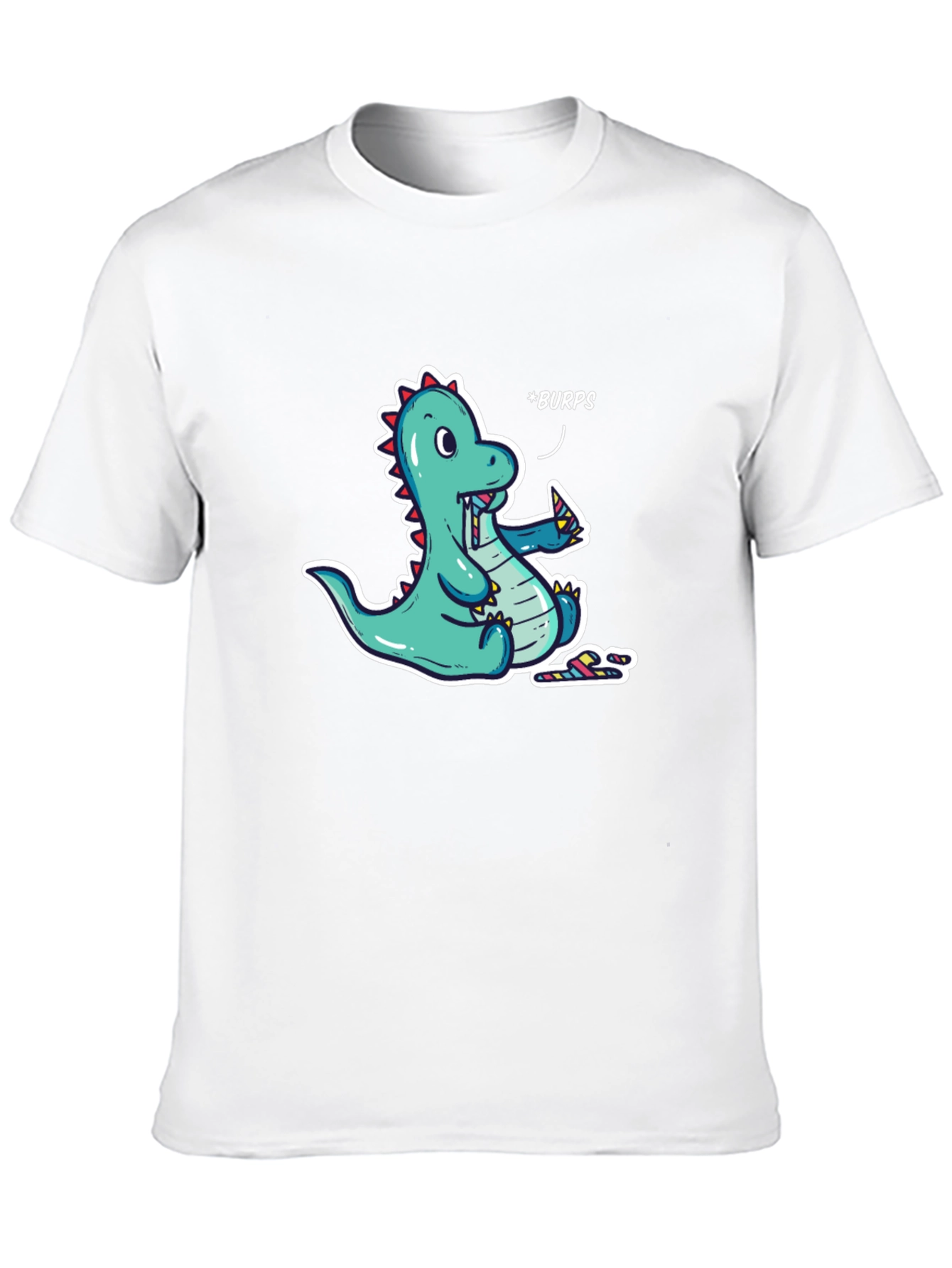 Black Funny Dinosaur *Burps* Graphic T-Shirt - Black Cotton Tee view 10