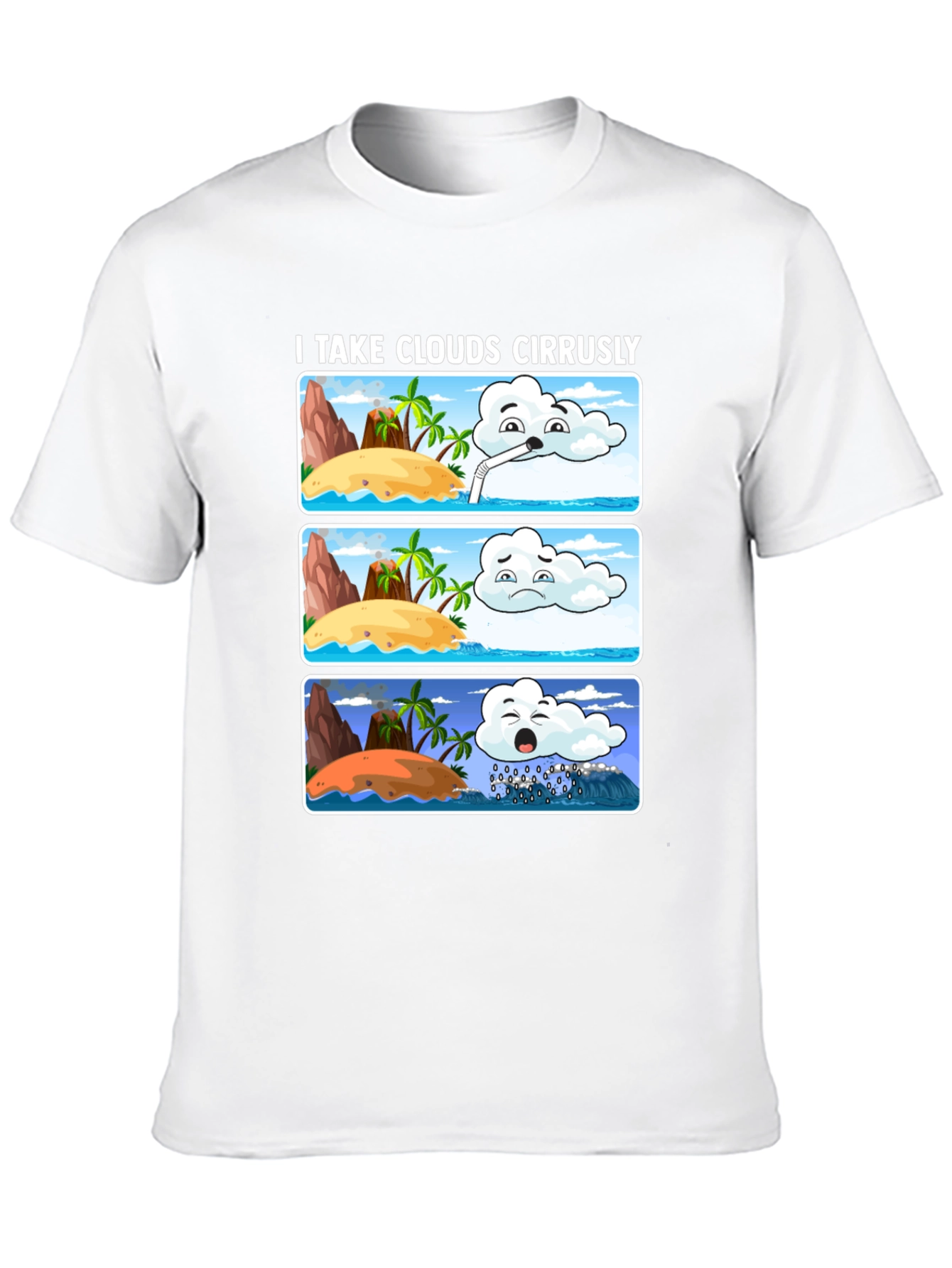 Black Humorous Weather Cartoon T-Shirt view 10