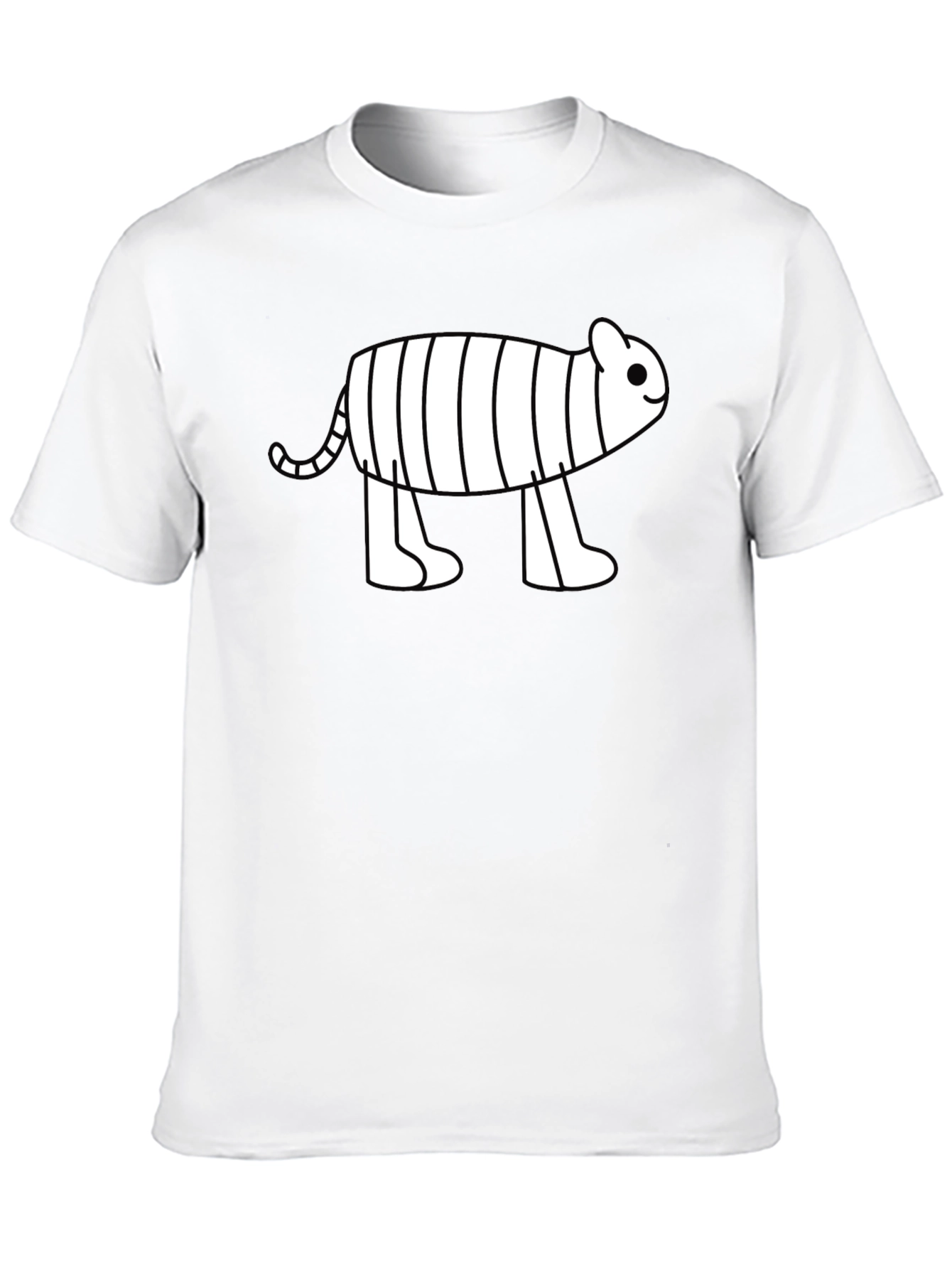 Black Cute Cartoon Tiger Graphic Black T-Shirt view 10