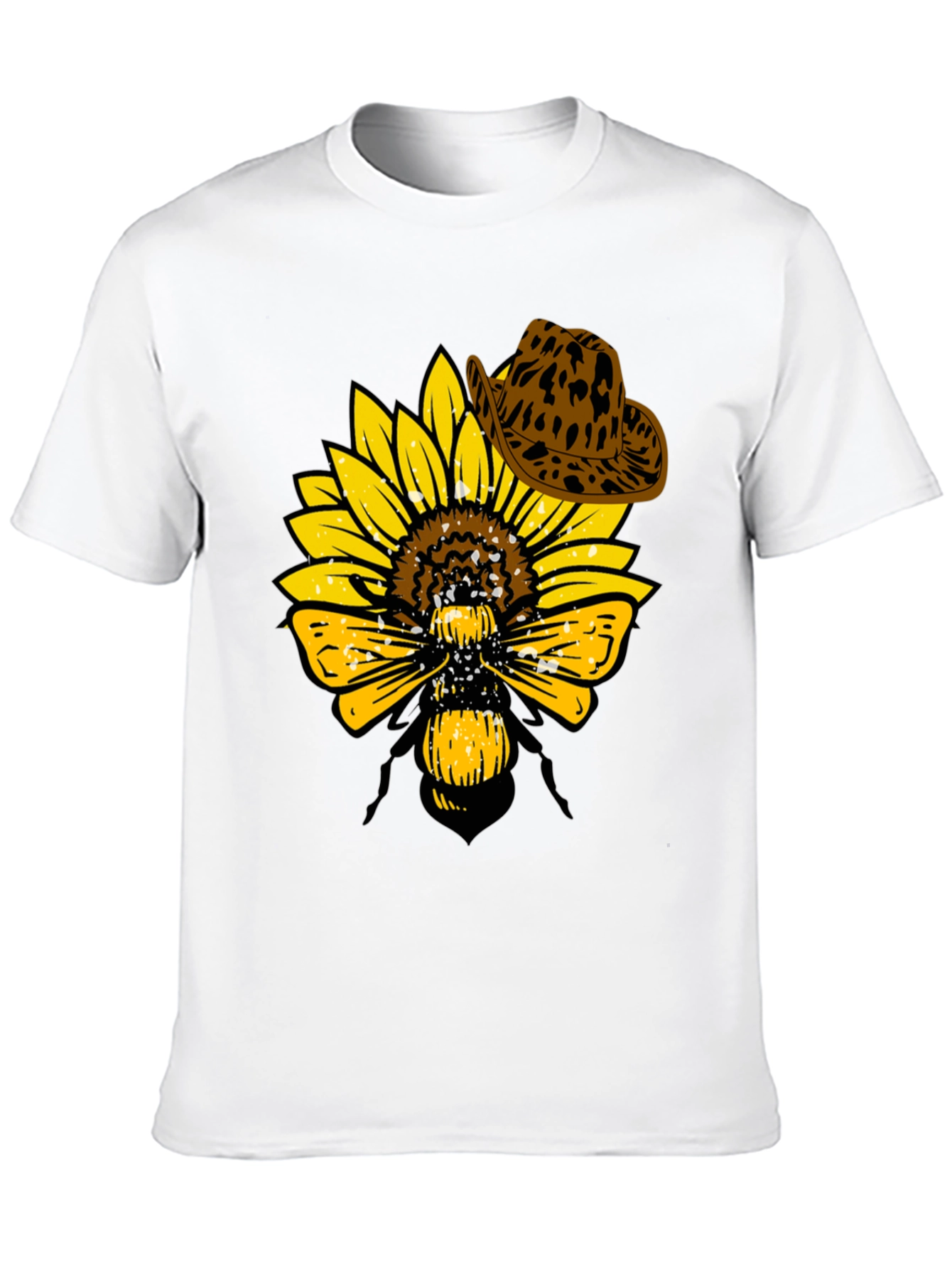 Black Sunflower Bee Cowboy Hat T-Shirt view 10