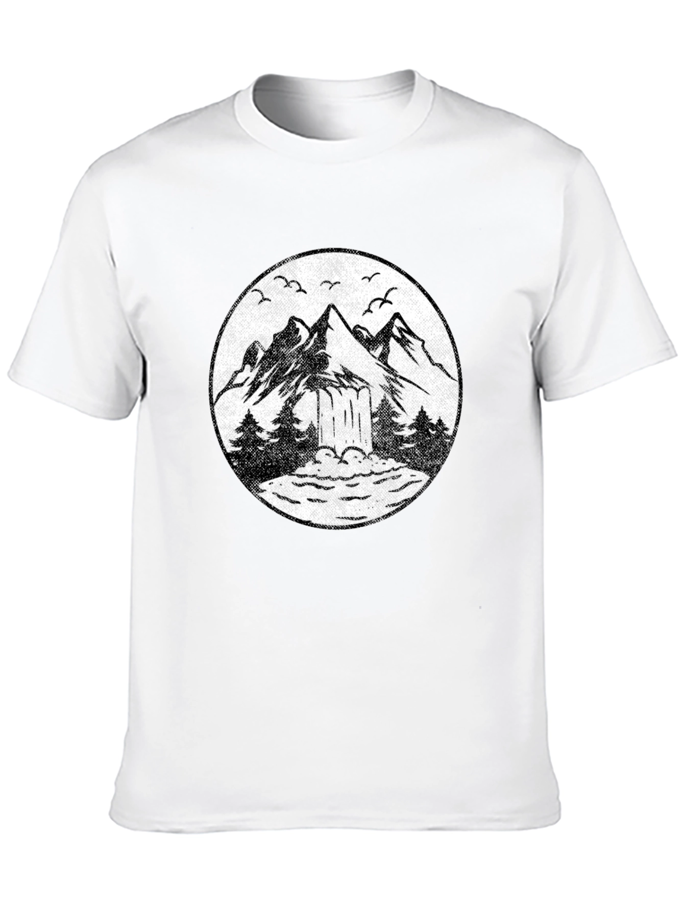Black Mountain Scene Graphic Tee - Black Unisex T-Shirt view 10